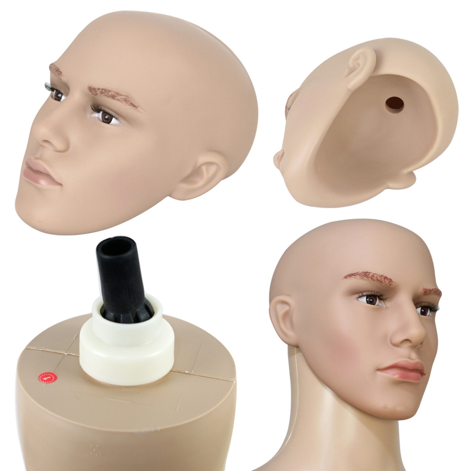 72"H Male Mannequin Full Body PP Realistic Display Head Turns Dress Form w/Base