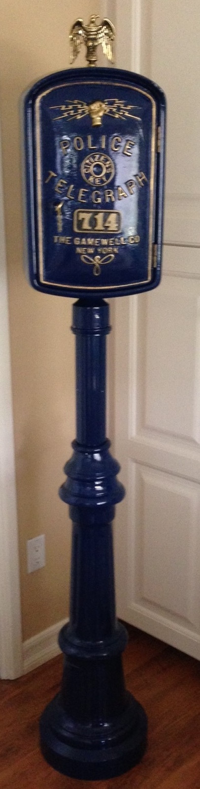 Post Pedestal for mounting a Police Gamewell Call Box or Fire Alarm Box