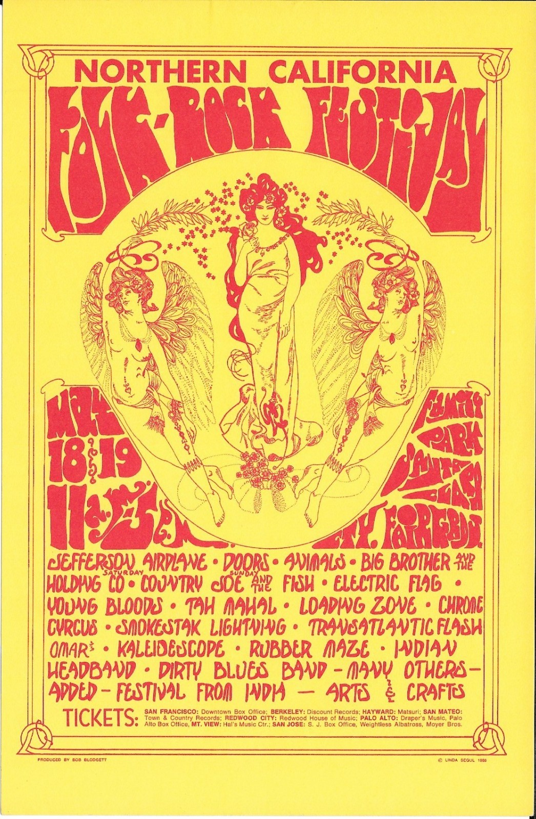 The Doors Airplane Janis Joplin Country Joe GD  Concert Handbill Flyer 1968