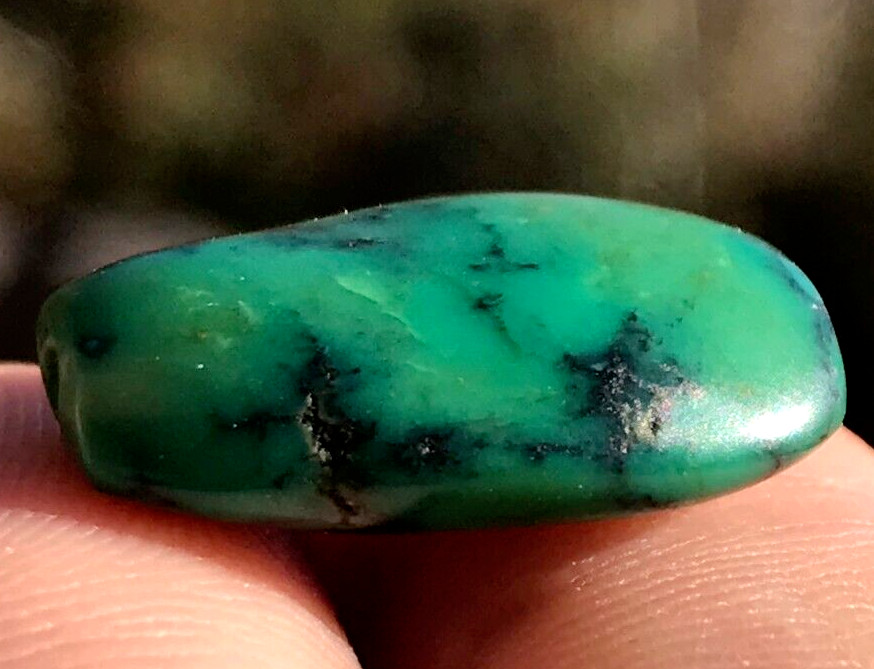 RARE ANTIQUE VERY OLD TIBETAN TURQUOISE BEAD - BEAUTIFUL WORN PATINA!