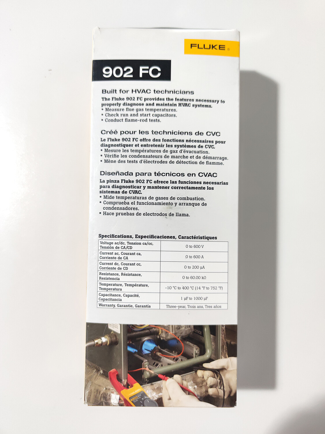 Fluke 902 FC True-RMS HVAC Clamp Meter AC Amp AC/DC Volt Contact Temperature