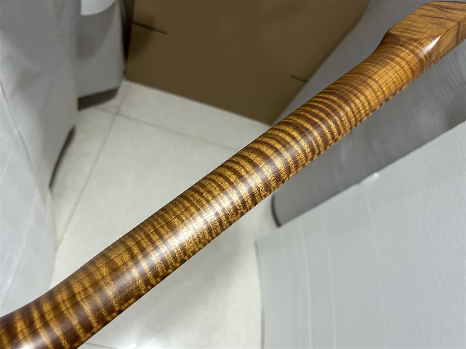 AAAA REVERSE HEAD ROASTED FLAME MAPLE 22 FRET GUITAR NECK LOCKING NUT