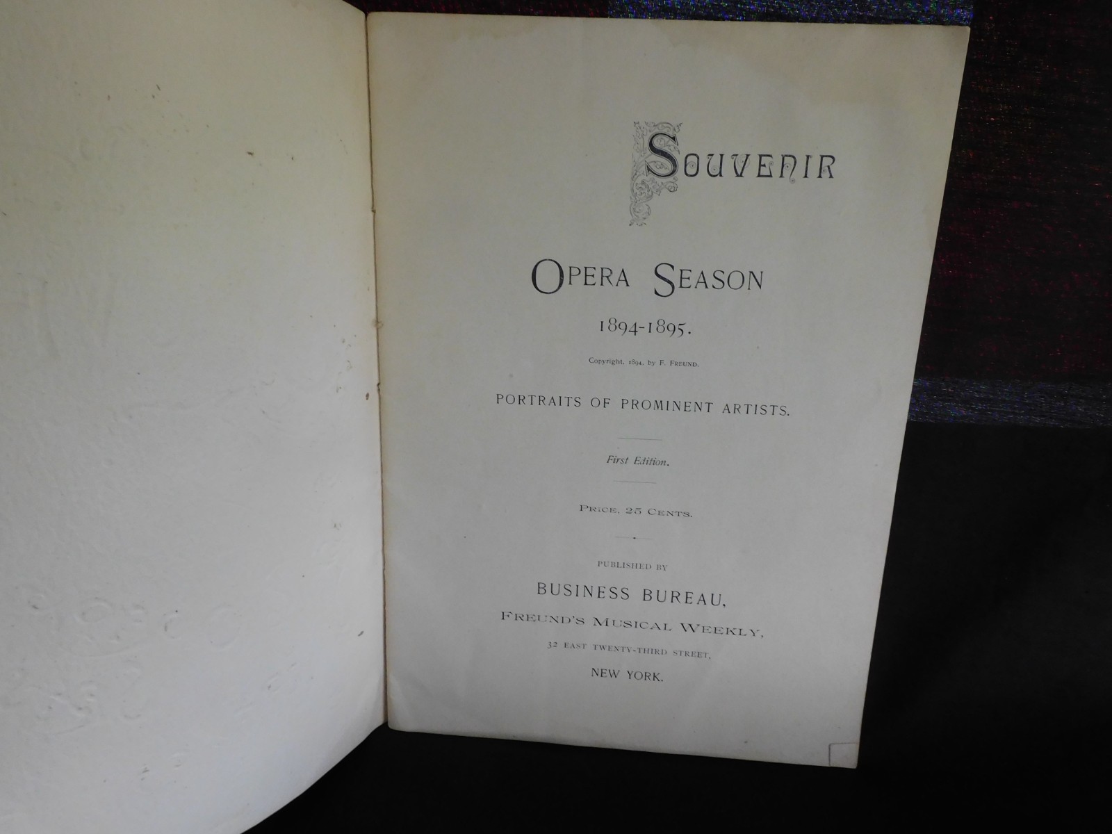 Antique 1895 Freund's Souvenir of the Season at the Metropolitan Opera House