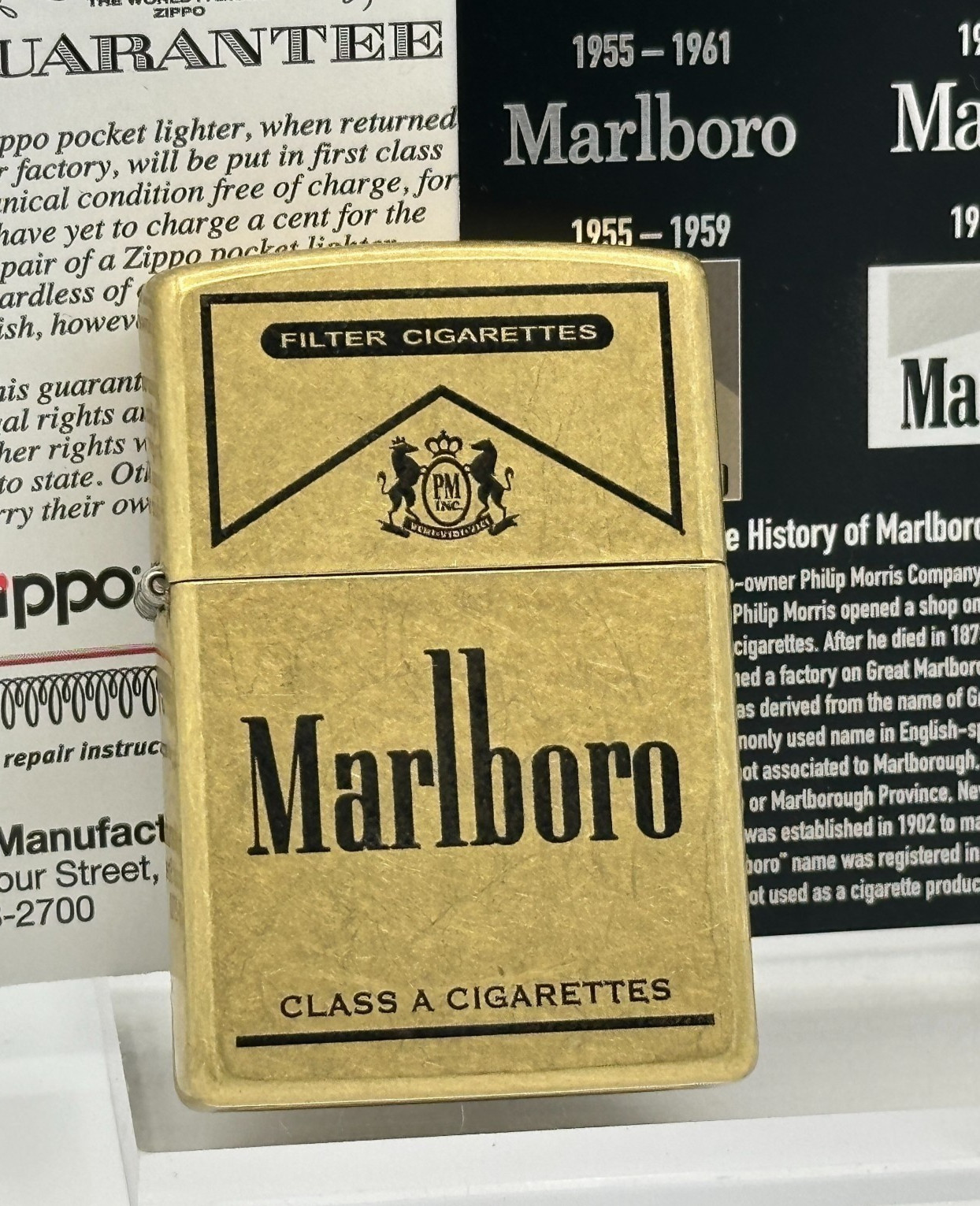 Marlboro Custom Zippo Lighter | Brass Zippo + Engraved Card | Made In USA
