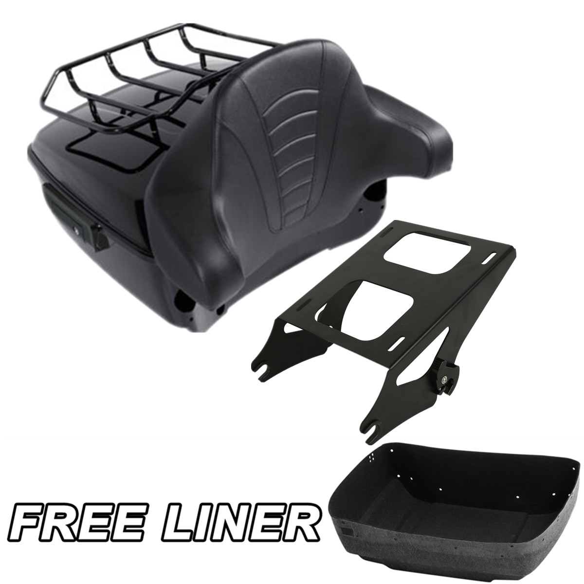 Black King Trunk Pad Mount Rack Fit Fit For Harley Davidson Touring Glide 14-26
