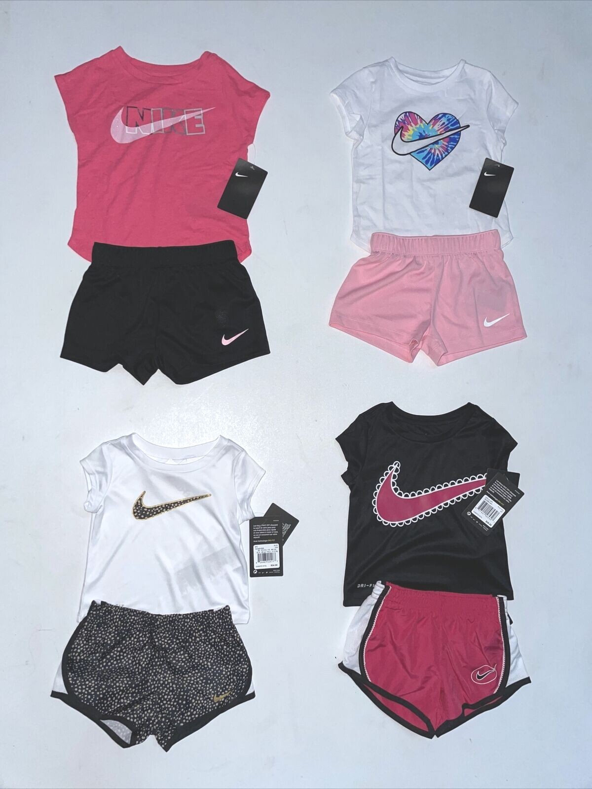 NWT NIKE or DRI FIT NIKE Baby/Toddler Girls 2-Piece Short Set Sizes 12 Months-4T