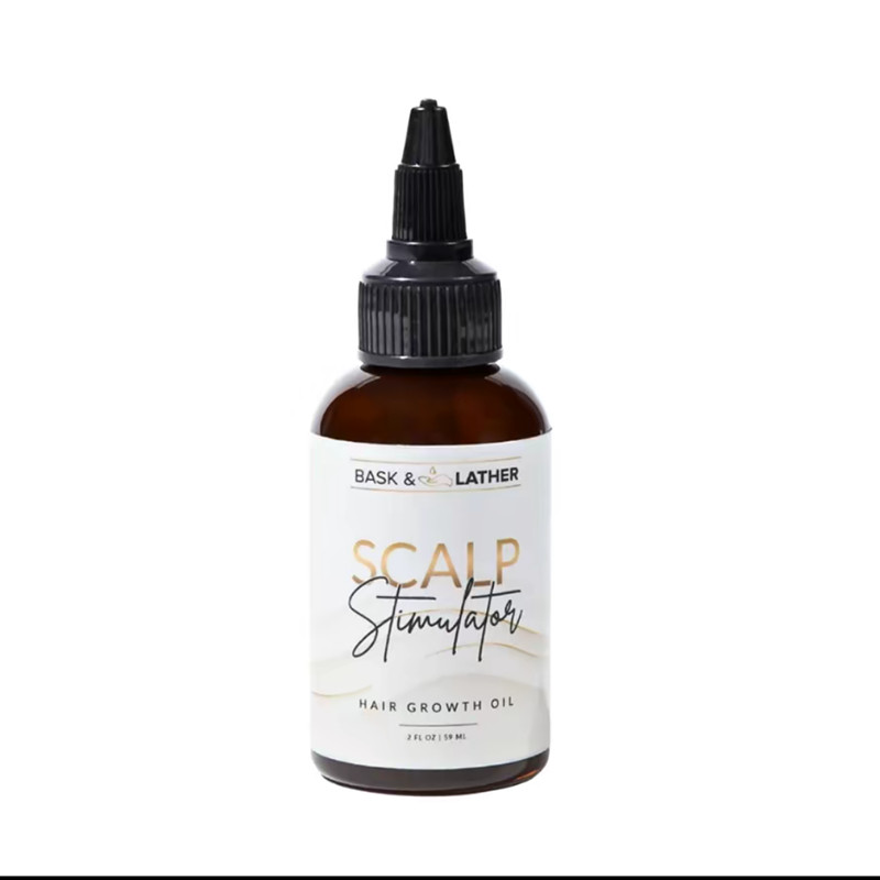 BASK AND LATHER Scalp Stimulator Hair Growth Oil-Lightweiaht Rosemary & Mint Ble