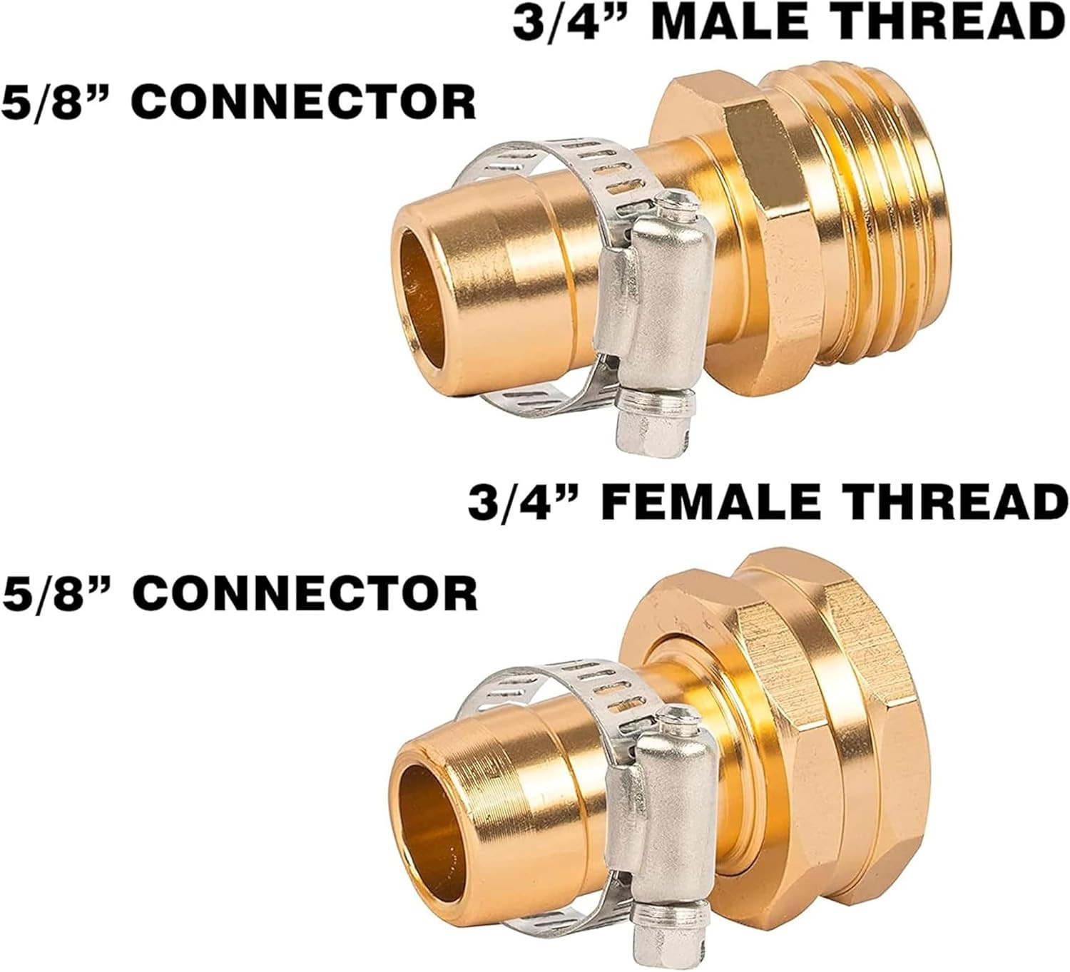 Hourleey Garden Hose Repair Connector with Clamps, Fit for 3/4" or 5/8" Garden H