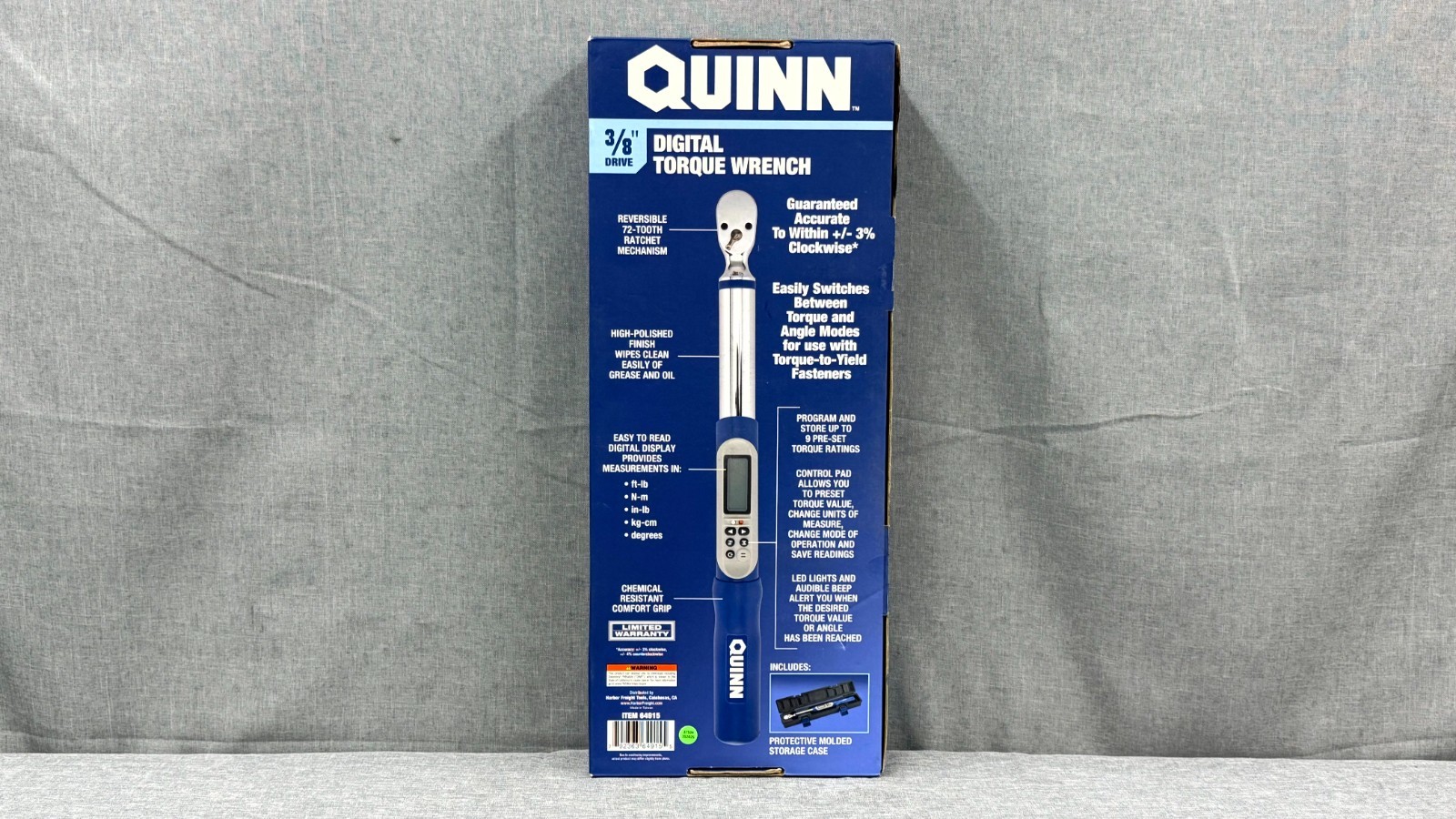 NEW Quinn 3/8 inch Drive Digital Torque Wrench 5 to 100 ft lbs - 64915 Free S/H