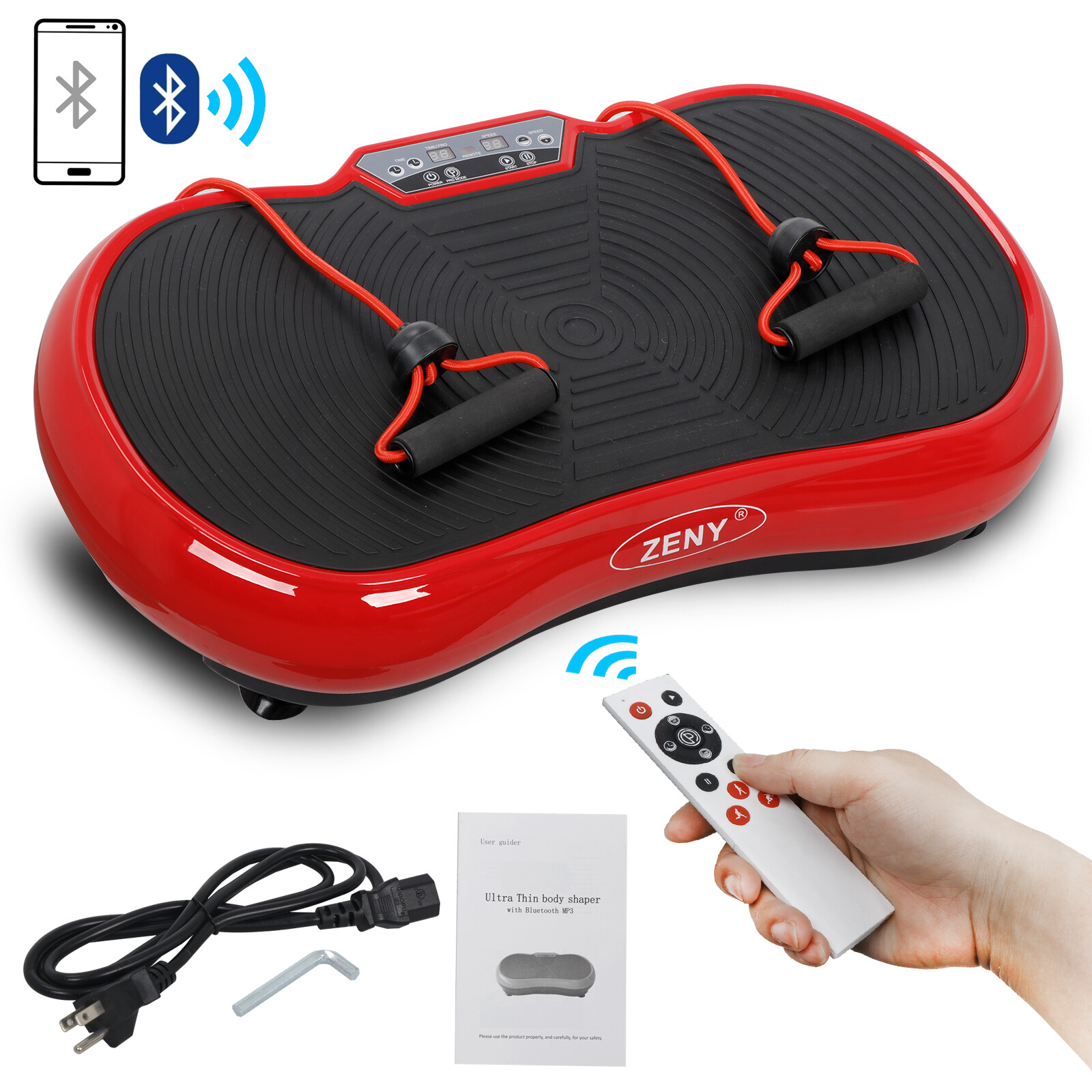 Vibration Platform Machine Crazy Fit Massage Full Body Fitness W/Bluetooth Red