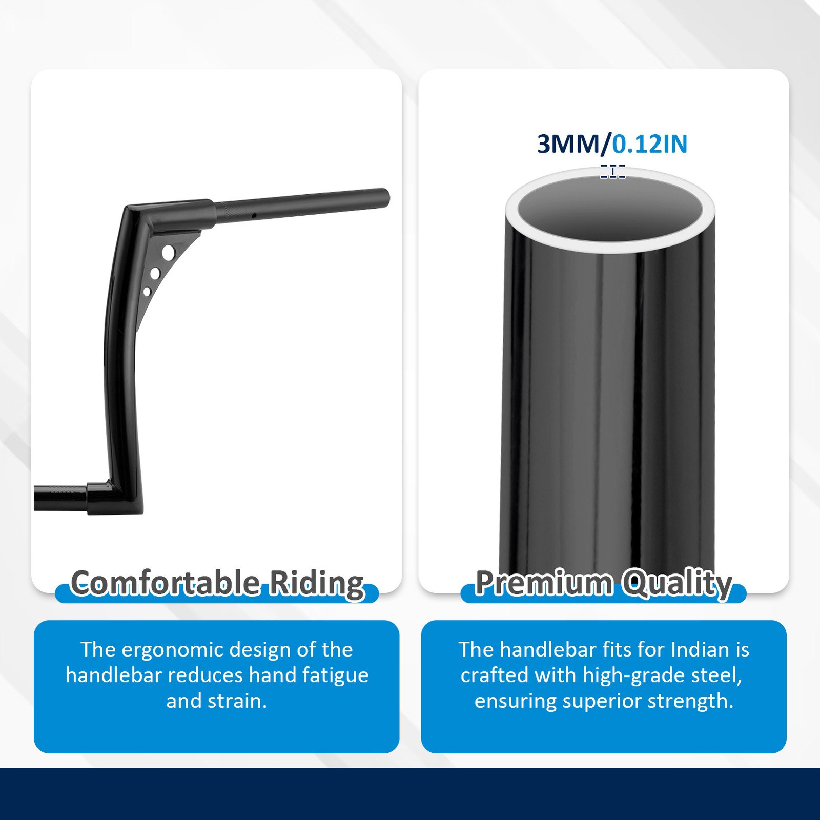 12" Rise 6" Pullback Black Bagger Bar-Sharp Handlebar for Indian Scout 2015-2024