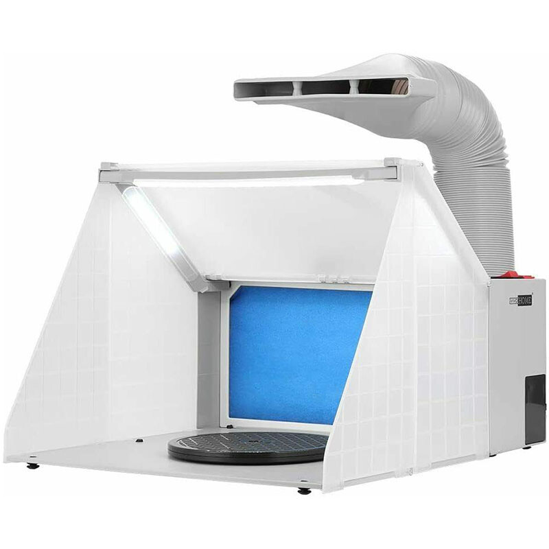 Portable Airbrush Spray Paint Booth Kit &LED Light Exhaust Filter Hobby Painting