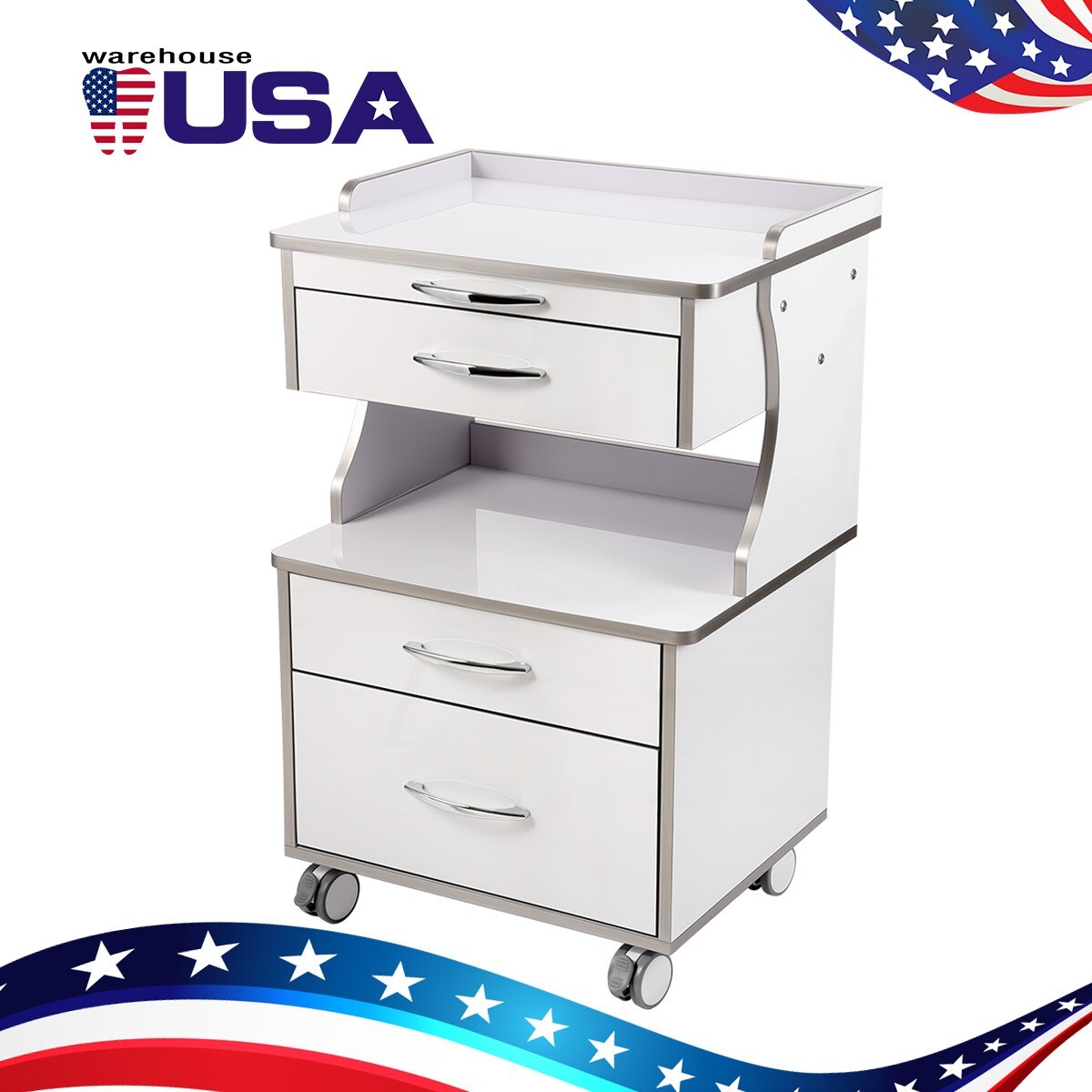 Dental Cart Storage Cabinet 3Drawers Mobile Utility Cart Medical Cabinet Trolley