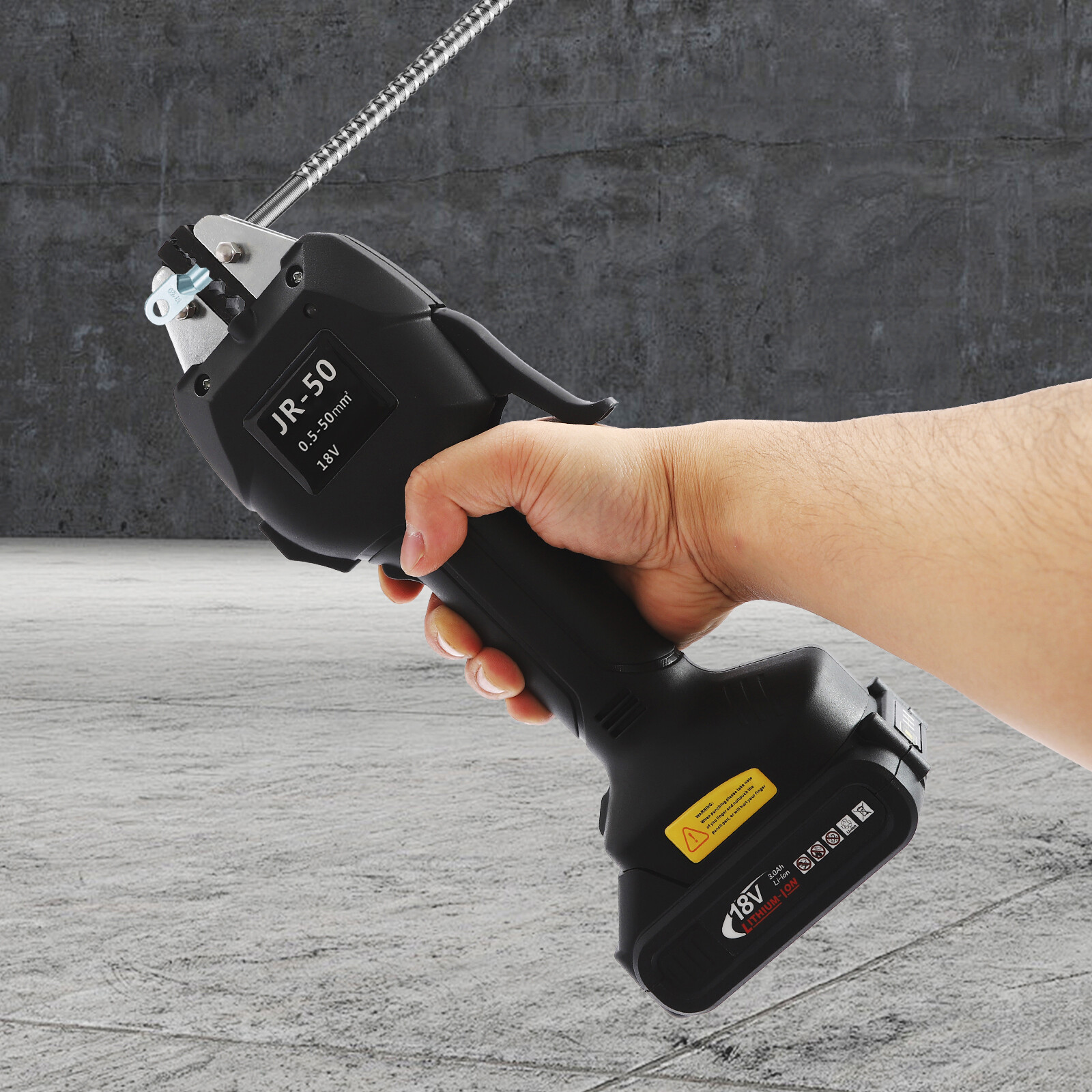 Electric Crimping Pliers Terminal Crimping Tool Rechargeable DC 18V/2Ah Black