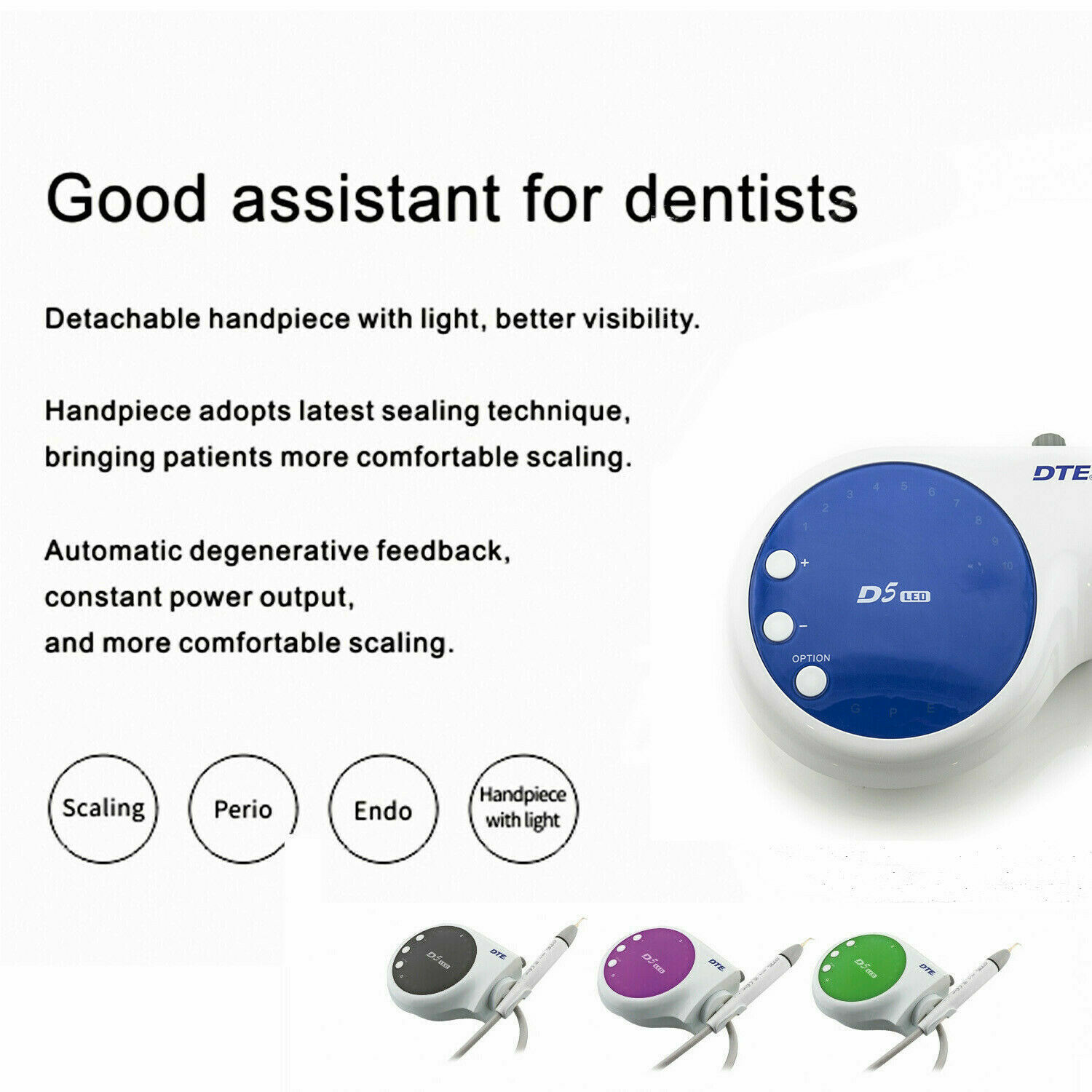 Original Woodpecker Dental DTE D1 D5 LED Ultrasonic Piezo Scaler Handpiece 110V