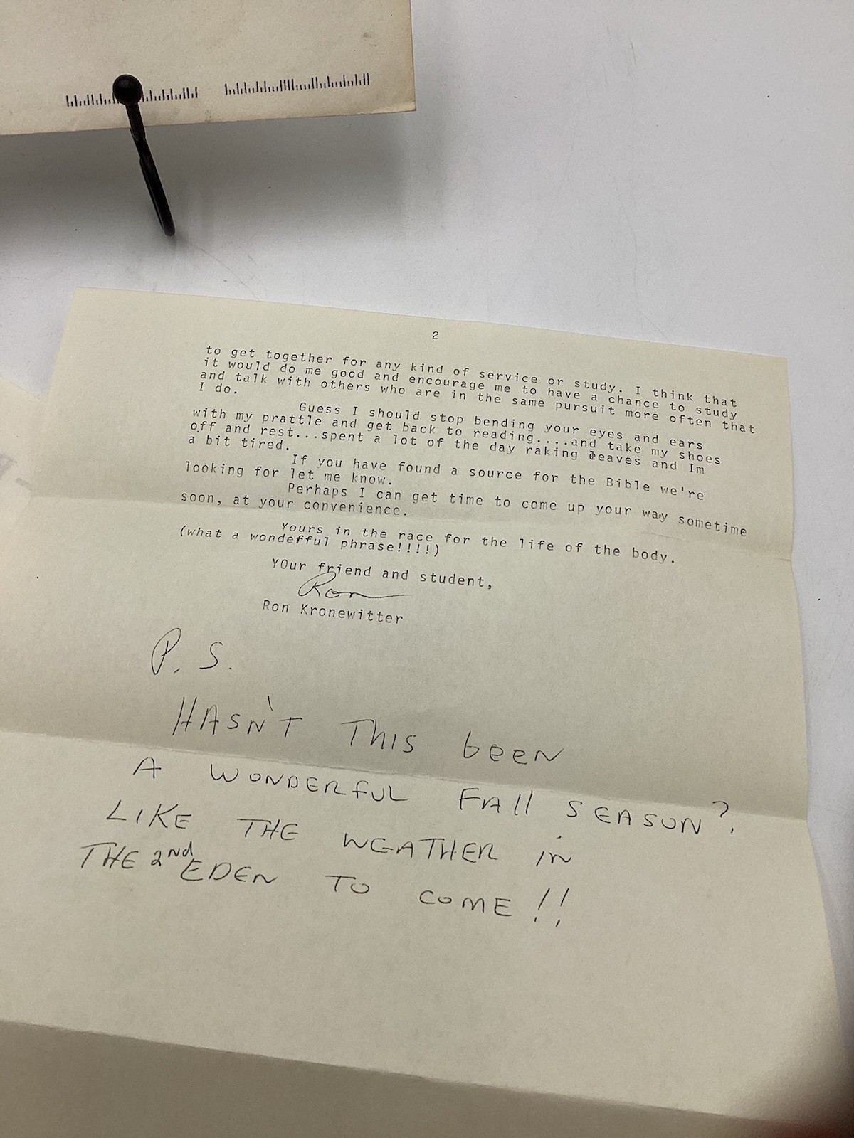 Vintage 1989 Letter & Envelope-Ron Kronewitter To Tom Dewhirst