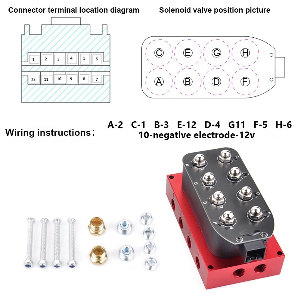 Air Ride Solenoid Valves with Switch Controller +5 in 1 Display Air Ride Gauge