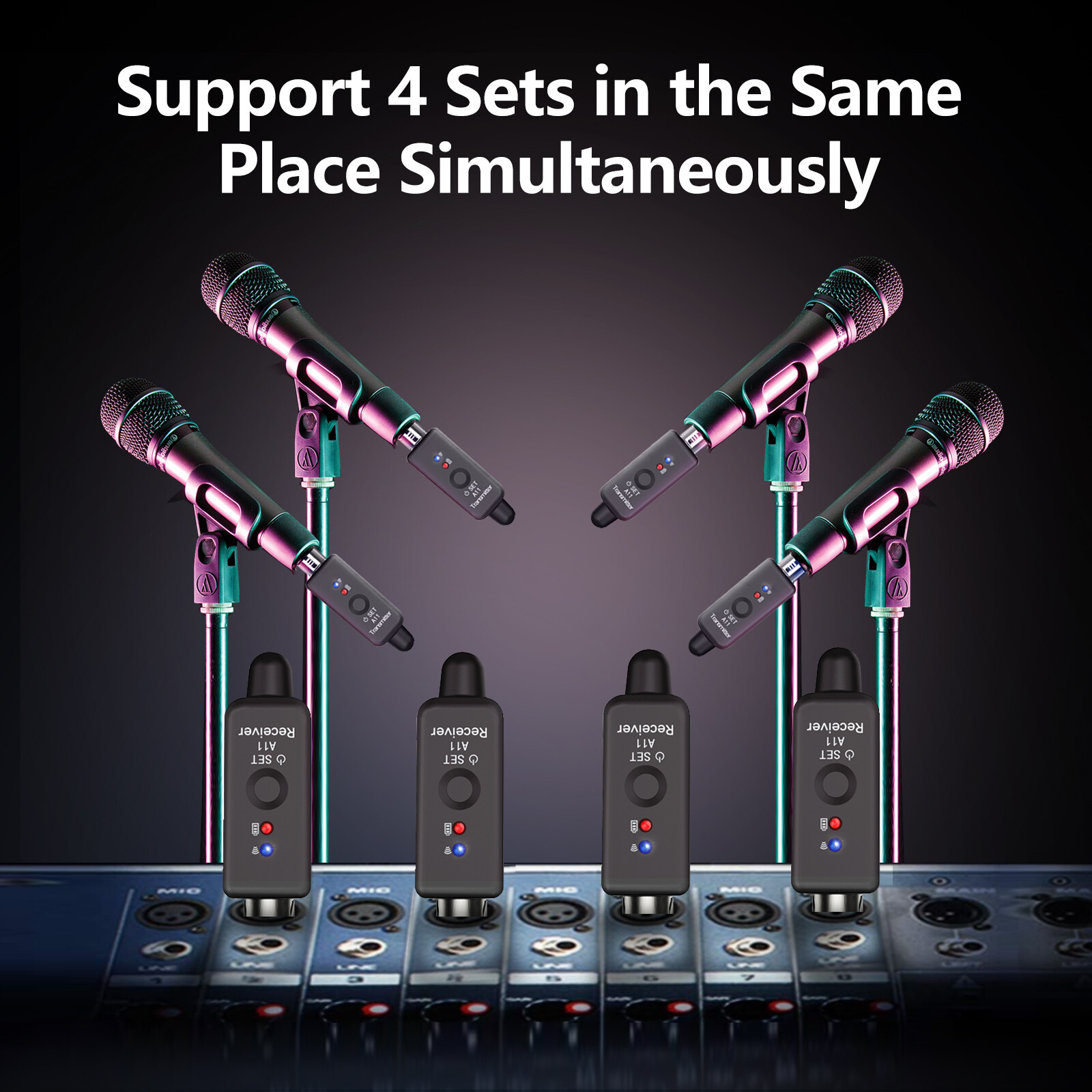 Wireless XLR Microphone System for Dynamic Microphone PA System and Audio Mixer