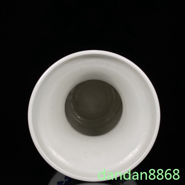 9.6"China Qing Dynasty Kangxi Blue White Porcelain Dragon Phoenix Vase pot zun