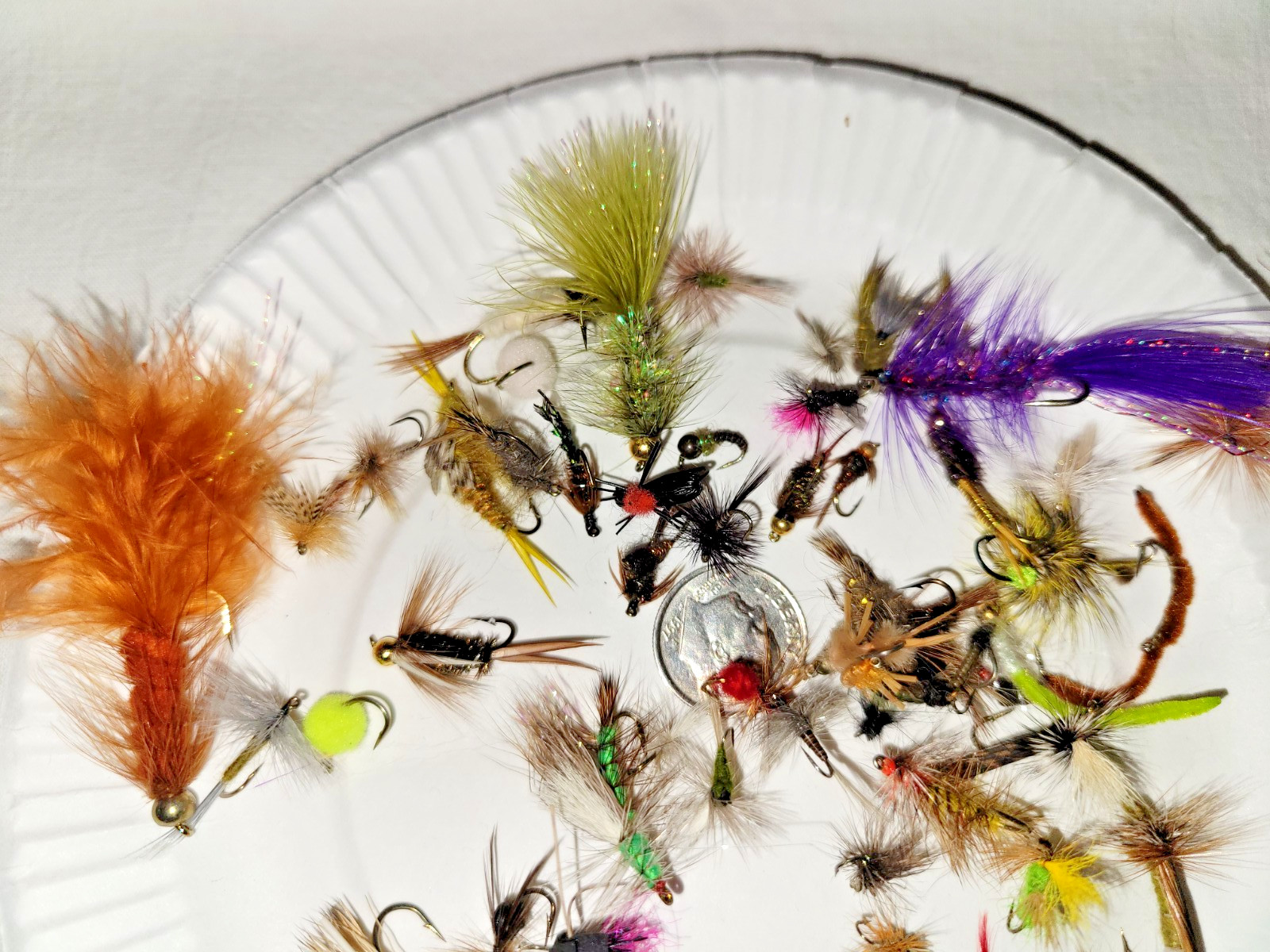 Lot of 50 FLY FISHING FLIES Assorted Sizes Patterns from a fisherman's stock L16