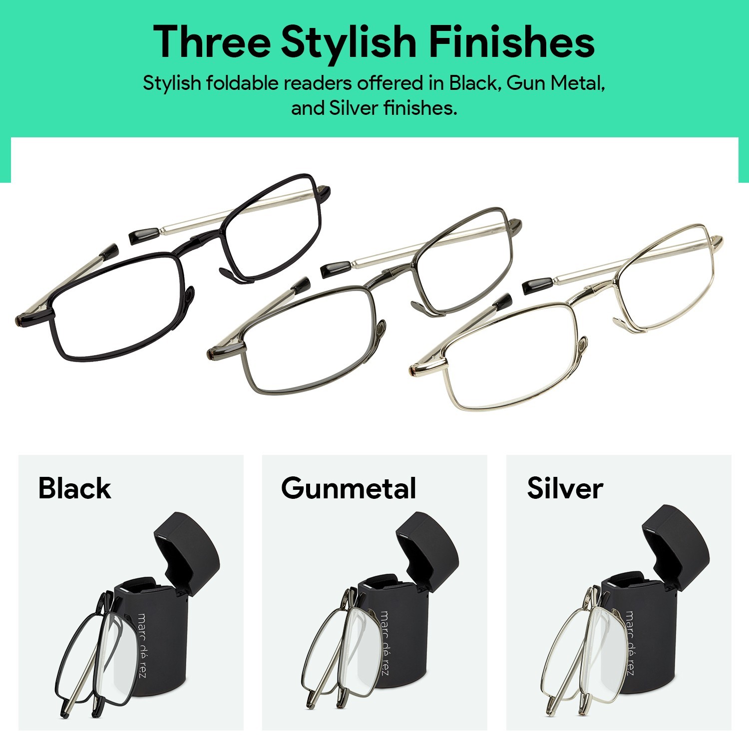 OPTIPAK Folding Reading Glasses Lightweight Unisex Portable Readers with Case