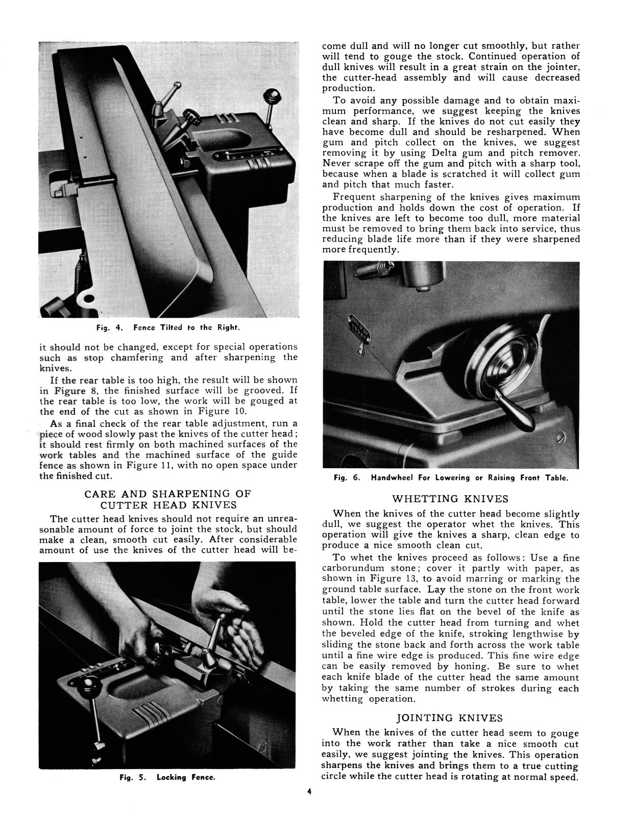 Delta 8" Jointer Older Style Instruction & Parts List Manual See Descript. #1899