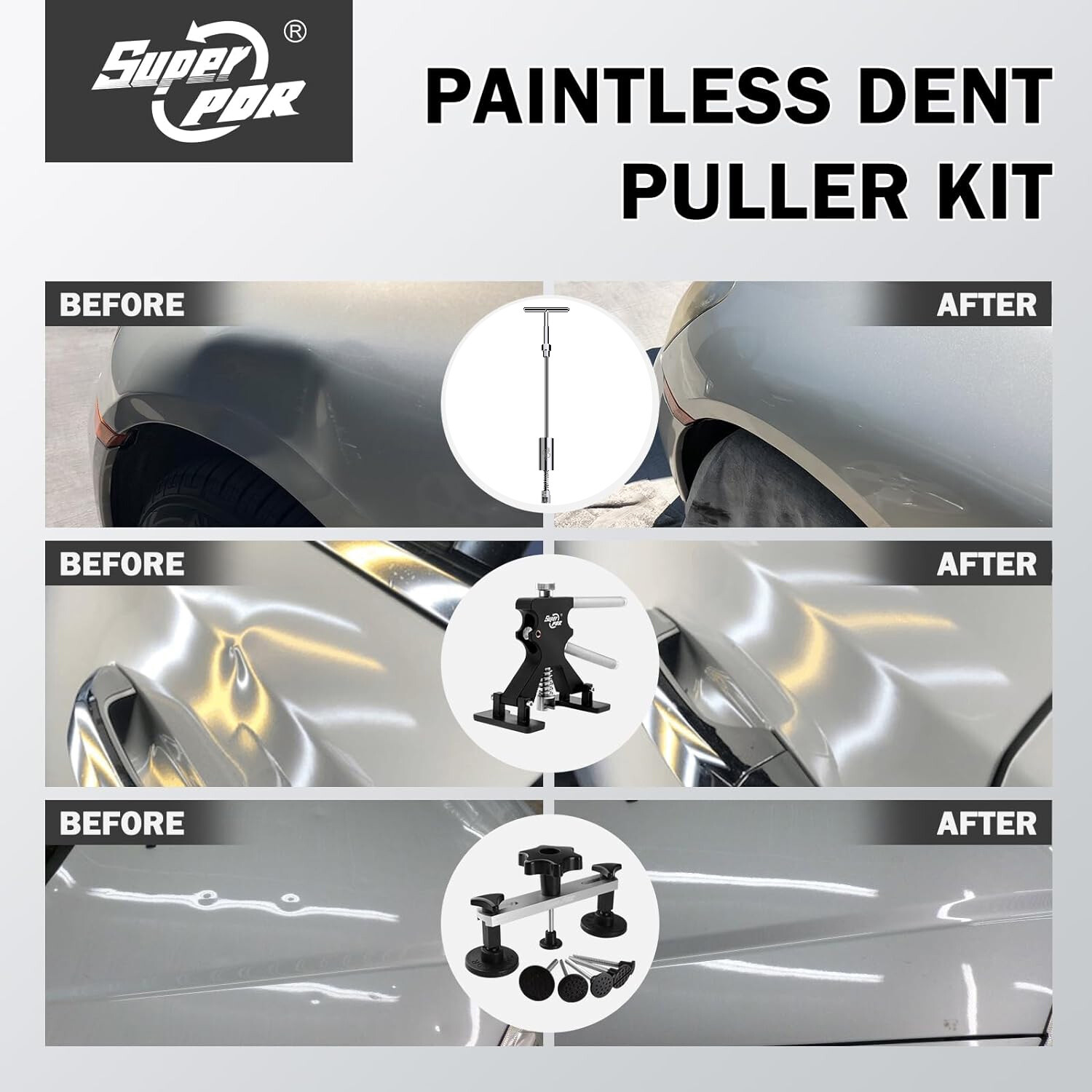 118-PC Paintless Dent Repair Kit - Car Body Dent & Hail Damage Removal Tools Set