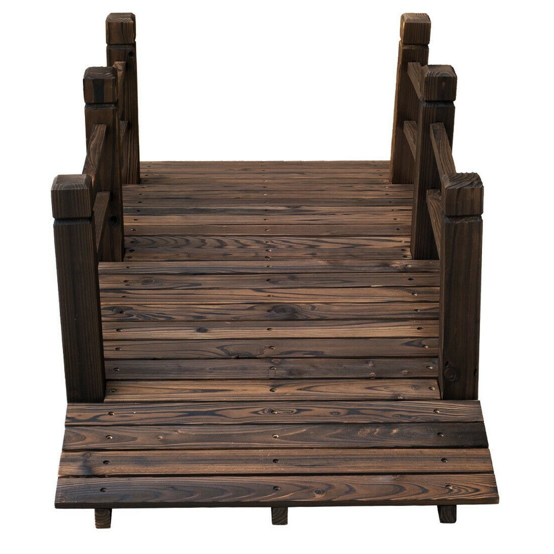 Brown 5 Foot Wood Garden Bridge Outdoor Home Living Furniture Decor Yard