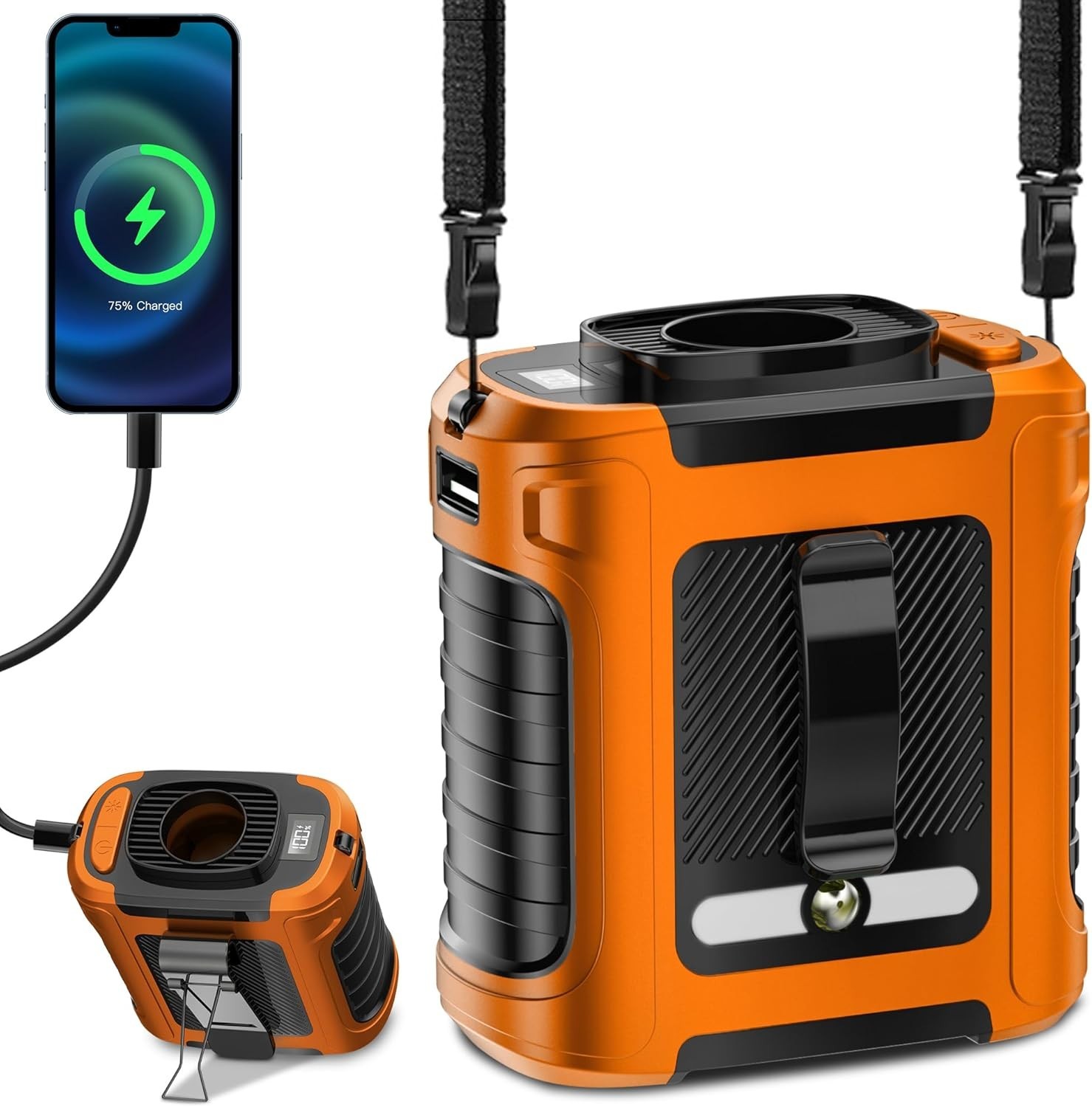 Personal Portable Waist Clip Fan USB Rechargeable Neck Hanging Air Conditioner