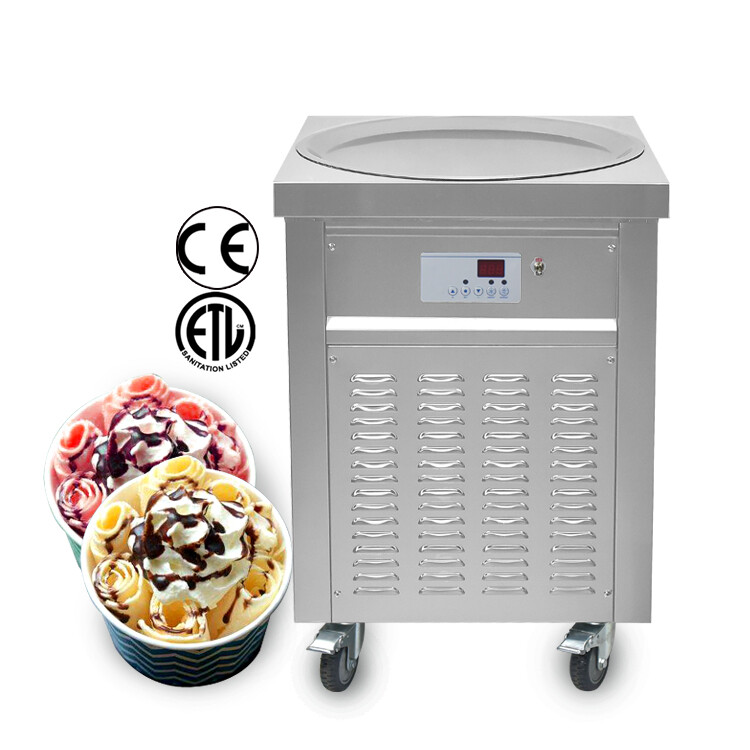 Kolice Commercial 22'' Single Round Pan Rolled Ice Cream Machine,Ice Pan Machine