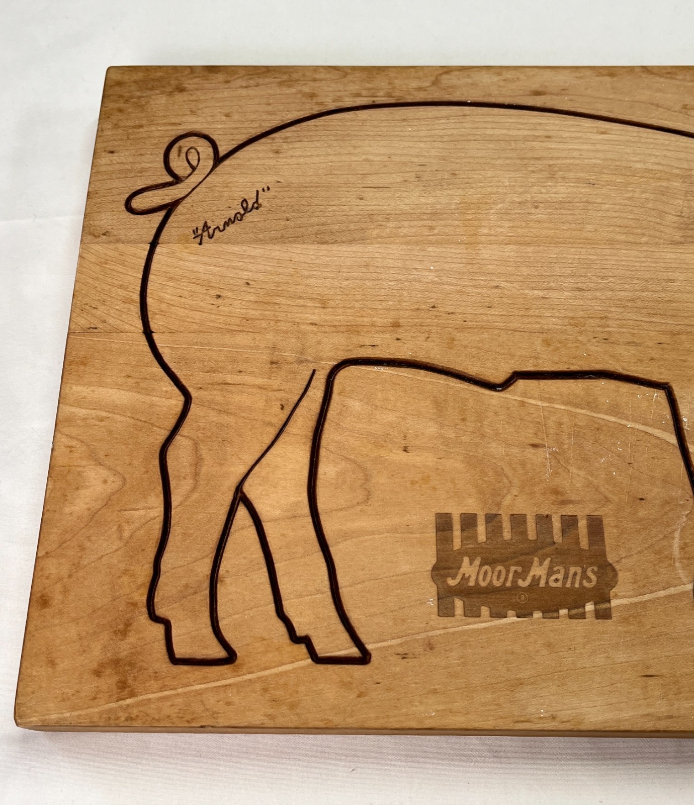 Vintage MOOR MAN'S Pig Wood Cutting Board Advertising Farm - Tylan