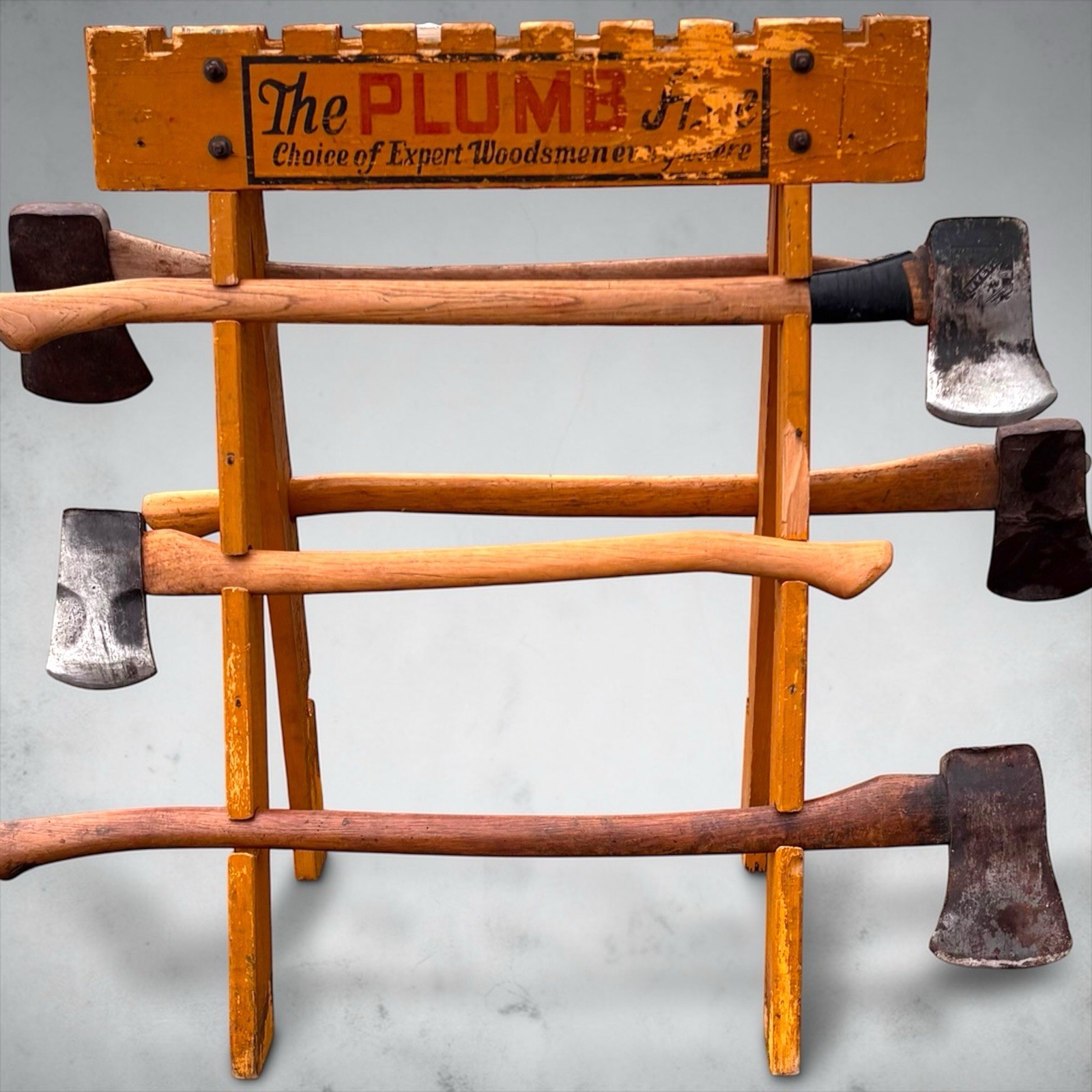 Vintage Plumb Axe Hardware Store Display Advertising Sign Hatchet Ax Lumberjack