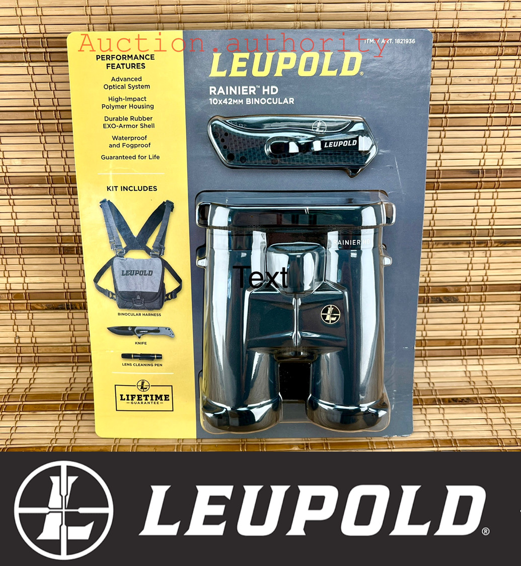 New Sealed Leupold Rainier HD 10x42 BINOCULARS w/ Case Knife Cleaning Pen