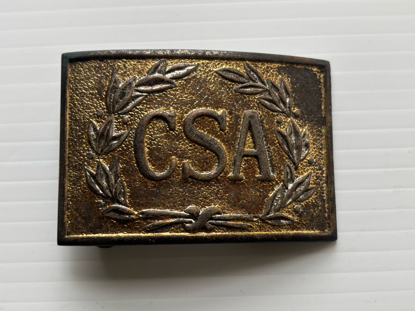 VINTAGE CIVIL WAR CONFEDERATE STAMPED CSA BELT BUCKLE  EARLY REPRODUCTION