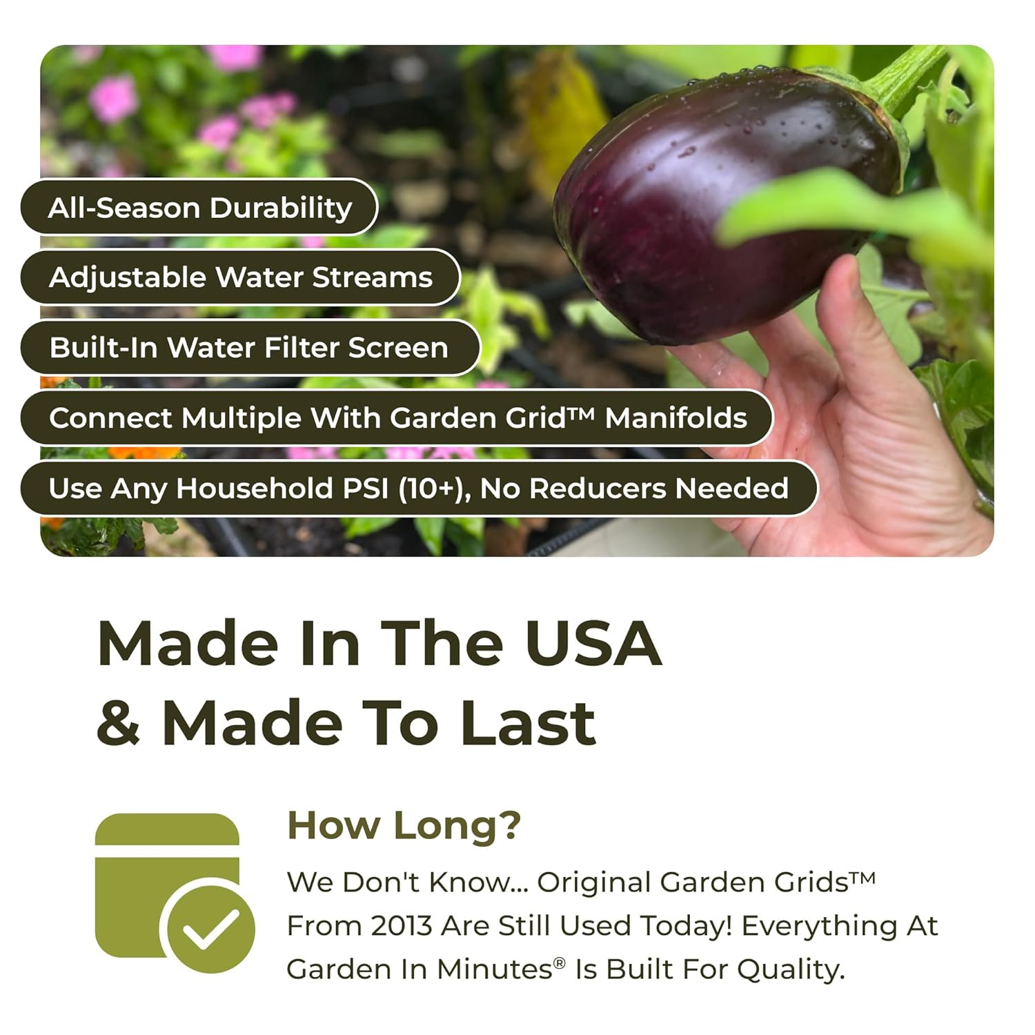 The Garden Grid | Pre-Assembled Garden Bed Watering System – Waters Every Plant