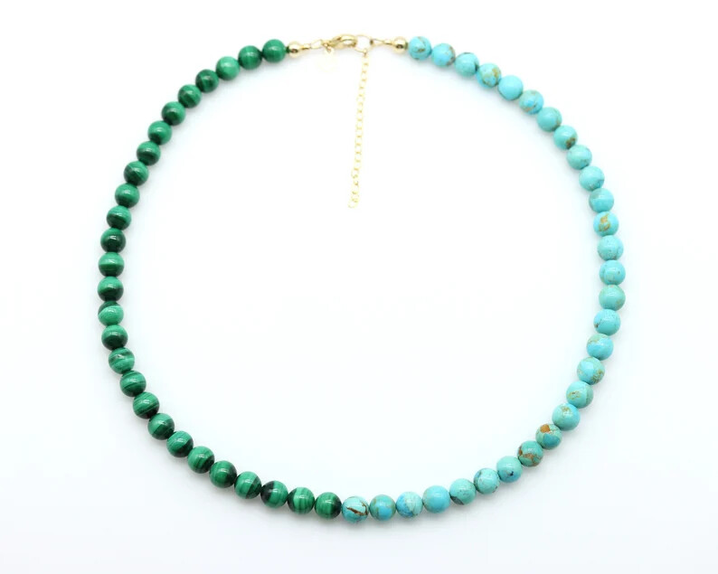 Turquoise Malachite Beaded Necklace, Carrie Bradshaw And Just Like That Sex City