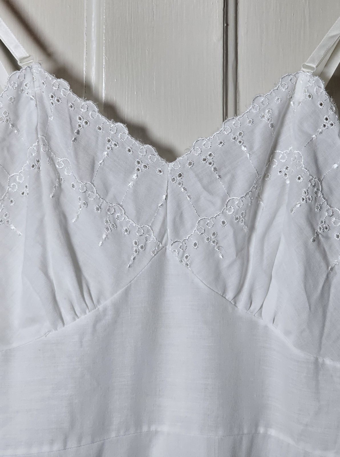 Slip Dress Eyelets Embroidered Lace Trim Size XS Fairy Coquette Feminine Dainty