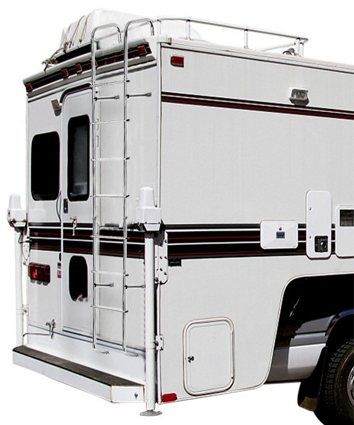 Exterior RV Ladder 7.6FT-8.4FT Travel Trailer Aluminum Black Camper Ladder