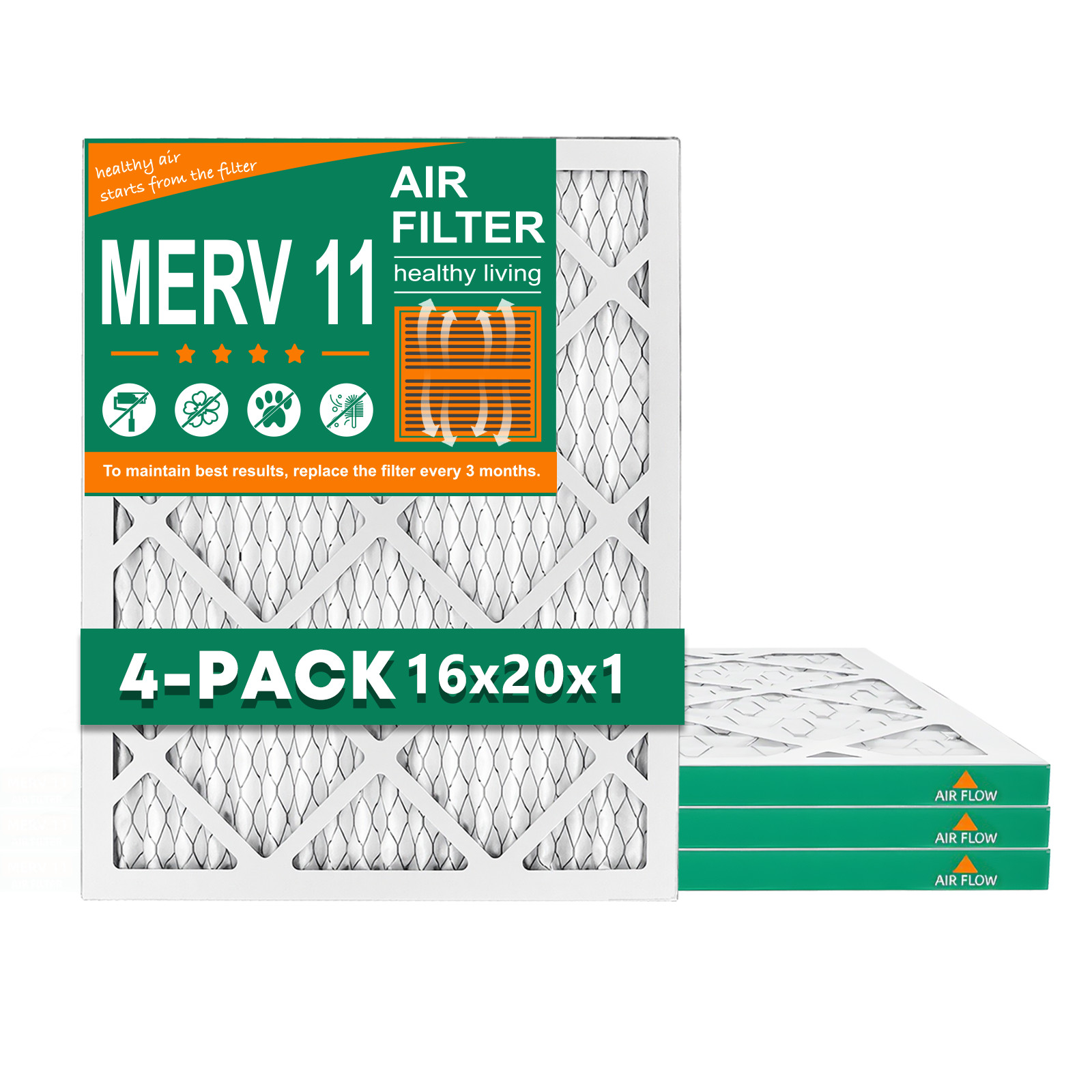 2-8 Pack 16x20x1 Pleated Air Filters Replacement for HVAC AC Furnace MERV 11