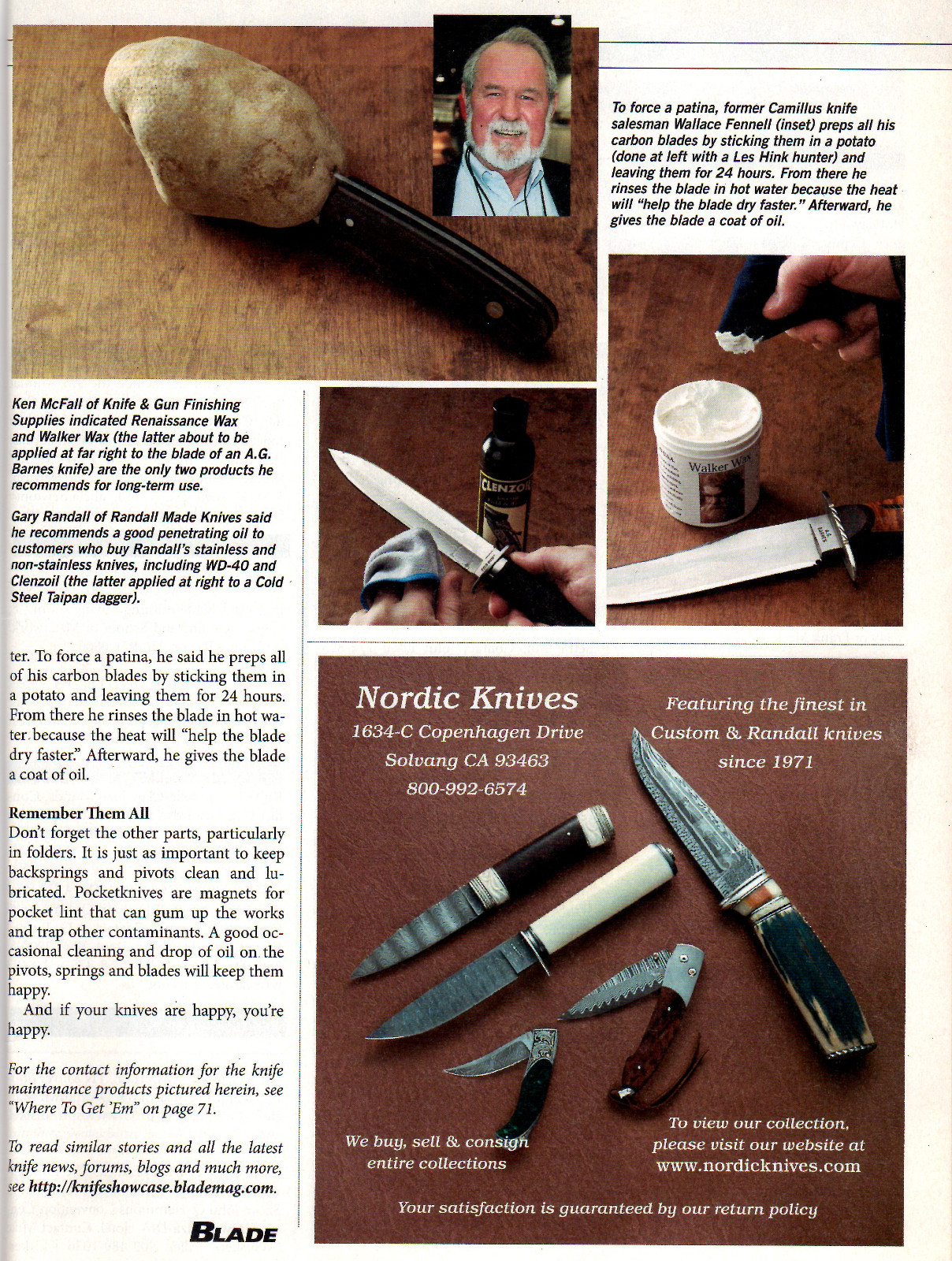 WALKER WAX FOR STEEL blades, knives HATCHETS BOWIE KNIFE