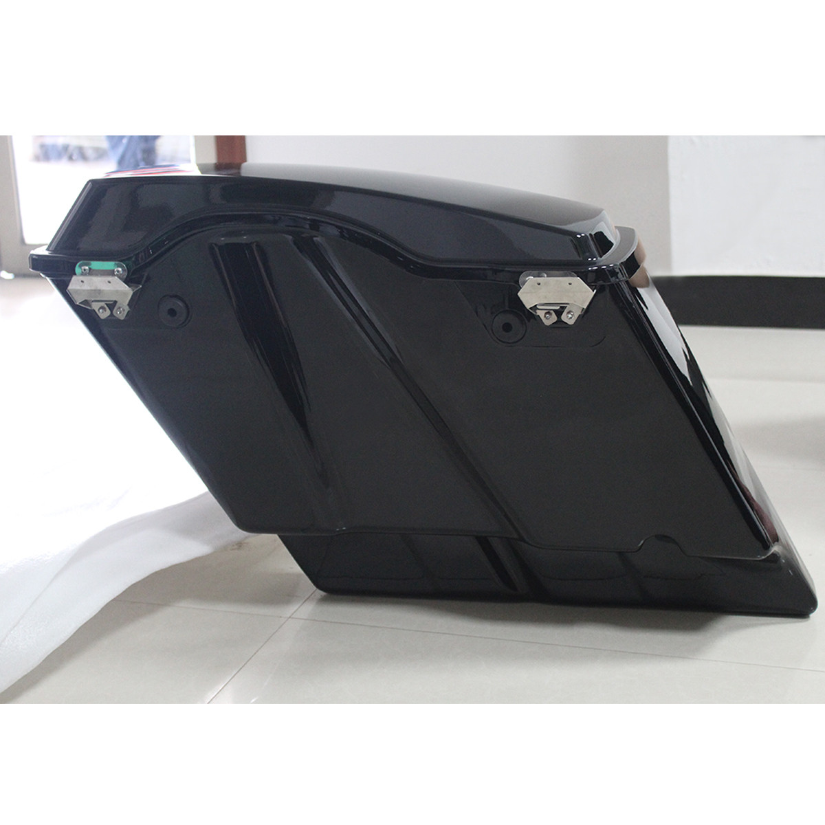 Vivid Black 5" Stretched Extended Hard Saddlebags Fits For 93-13 Harley Touring