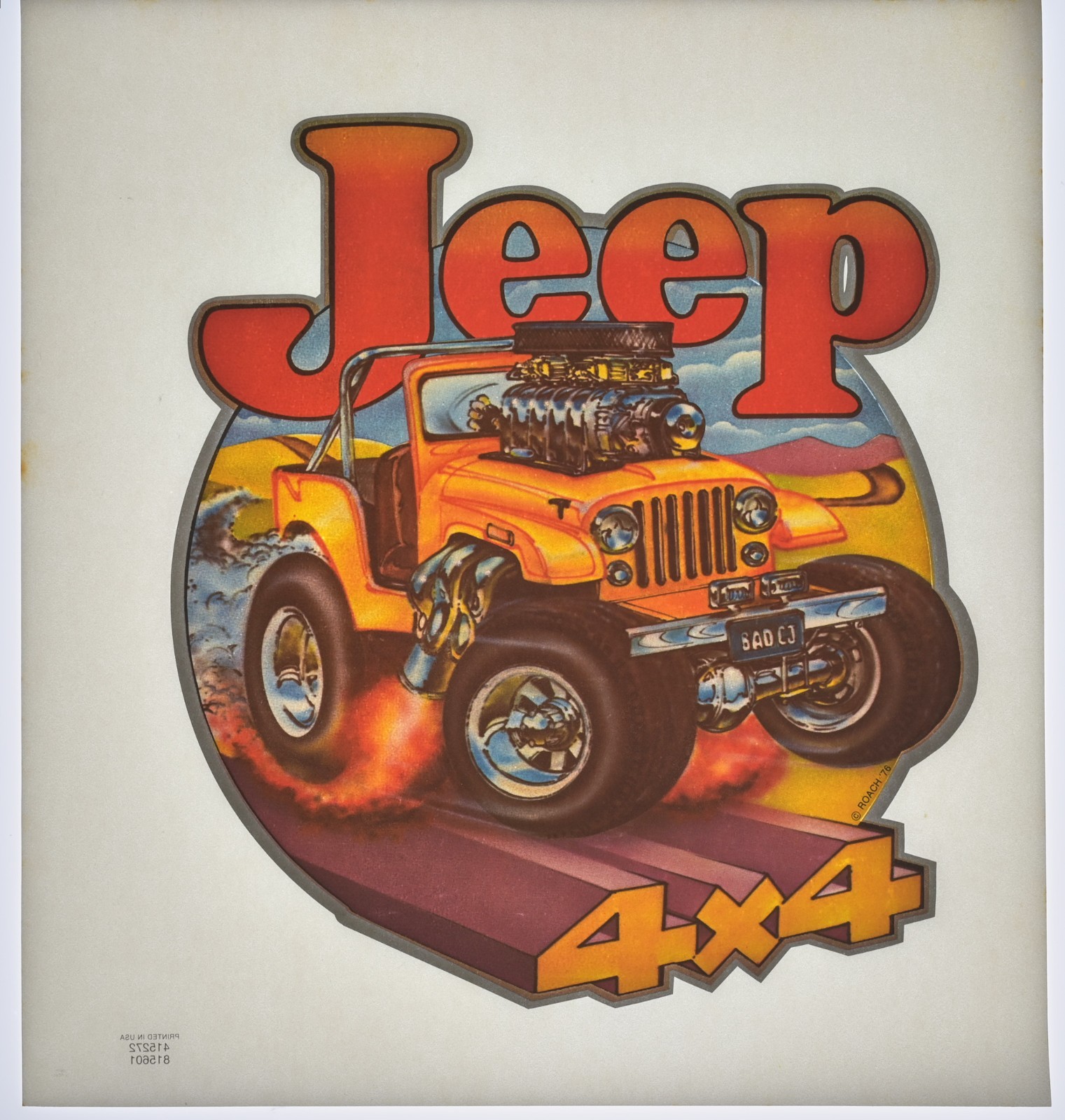 Original VINTAGE 1970s Heat Transfer | JEEP 4x4 Bad CJ (CJ-5, CJ-7)