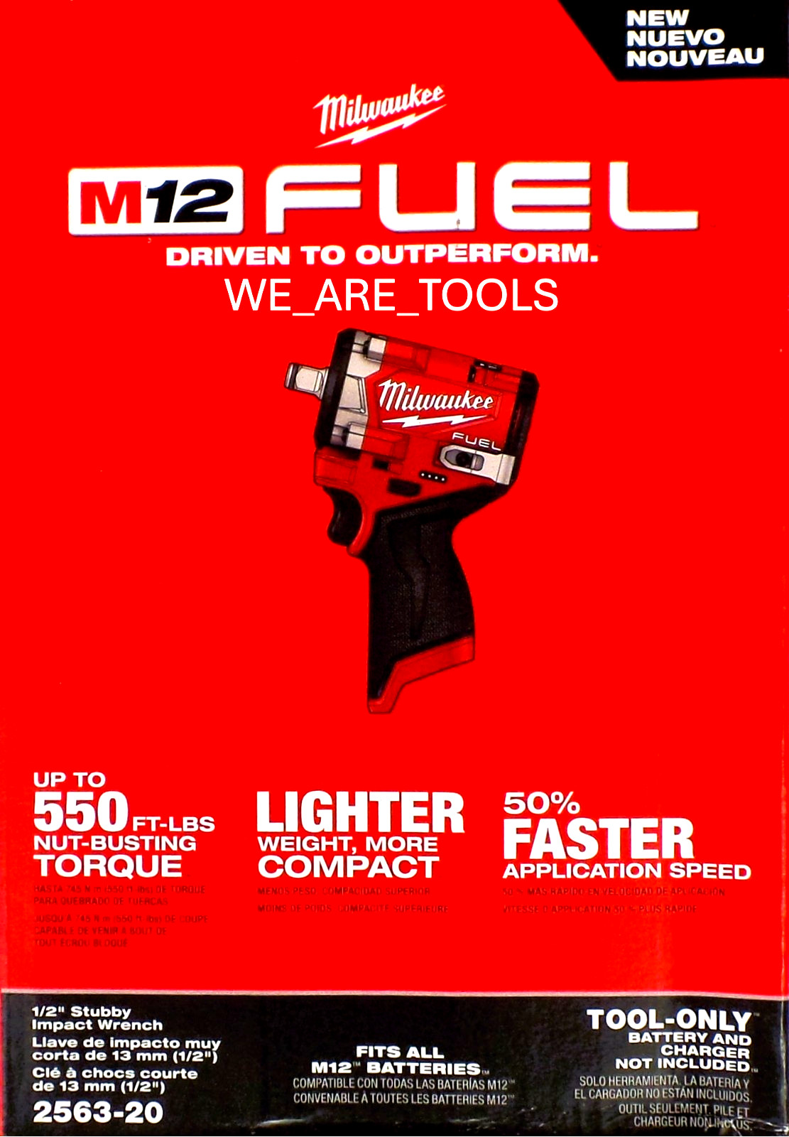 NEW IN BOX Milwaukee 2563-20 M12 FUEL 1/2" Stubby Impact Wrench w/ Friction Ring