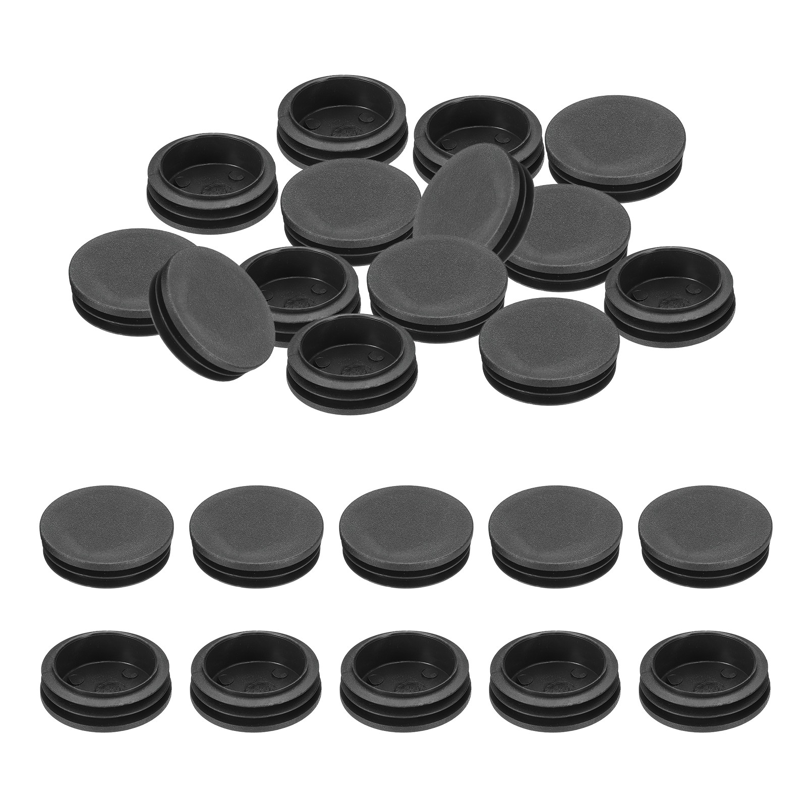 24Pcs 1.88" Plastic Tubing End Caps Round Hole Plug Insert Black