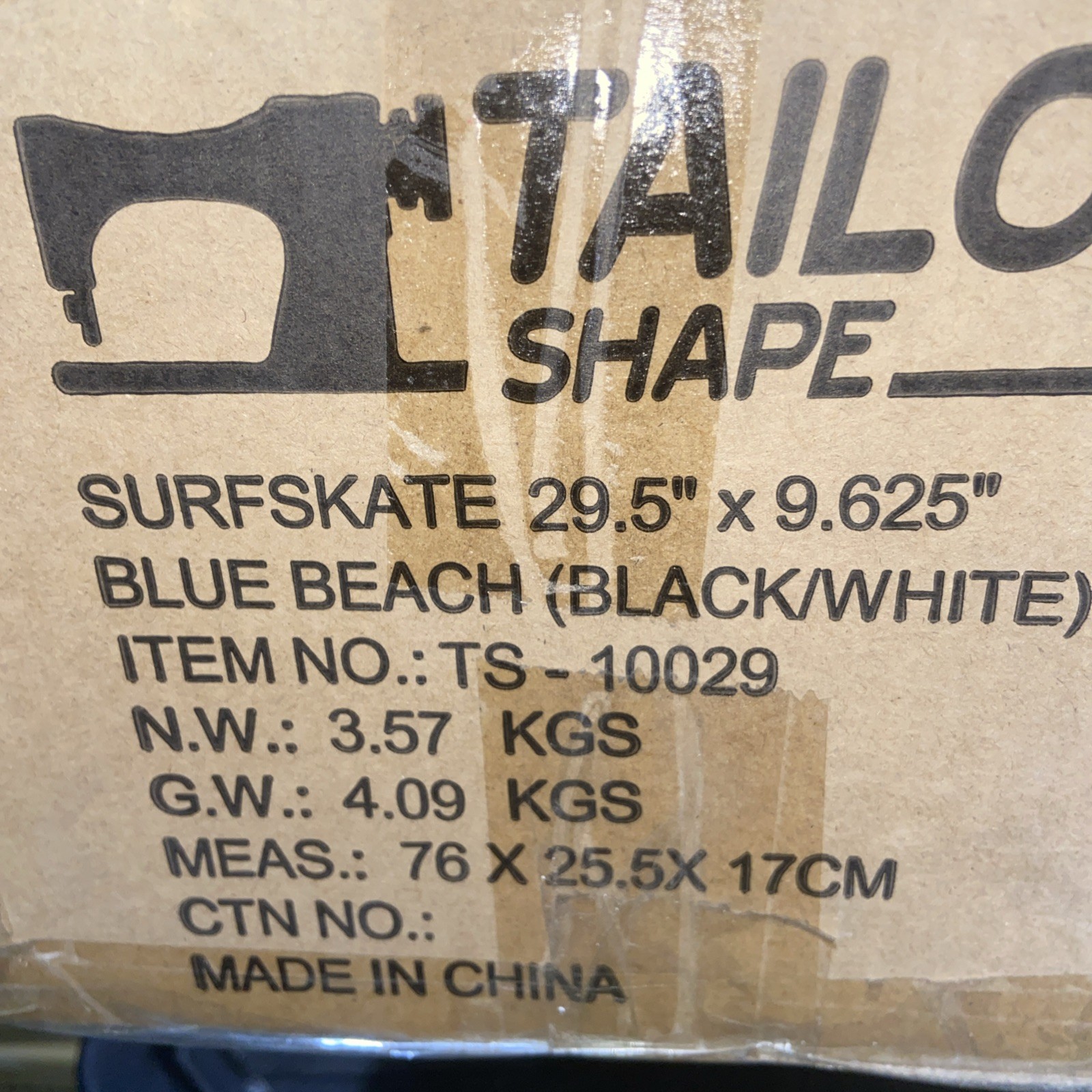 Complete Tailor Shape Skateboard (Blue Beach Black/White) Surf Skate New