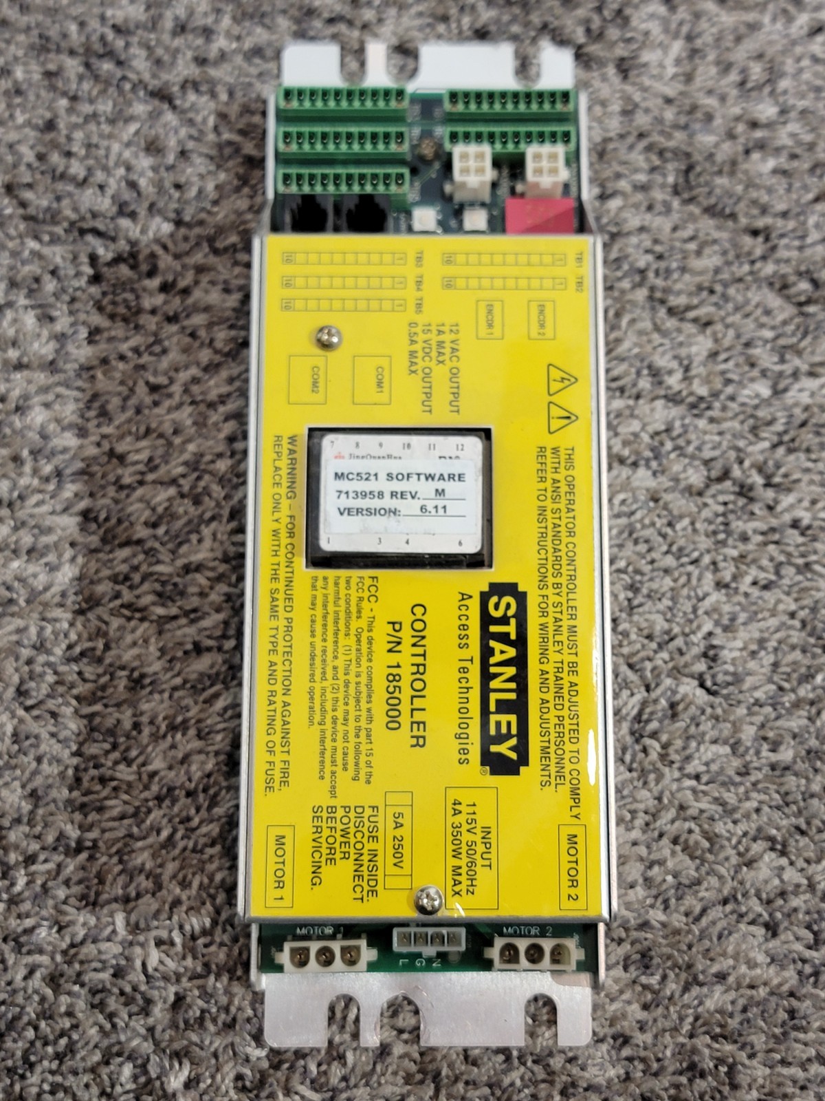 Stanley Access Controller 185000-1 MC521 Version V.6.11 Rev M TESTED Works