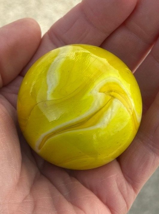 Toe Breaker 50mm (2") LEMON SORBET Yellow Swirl Marbles glass Toebreaker HUGE