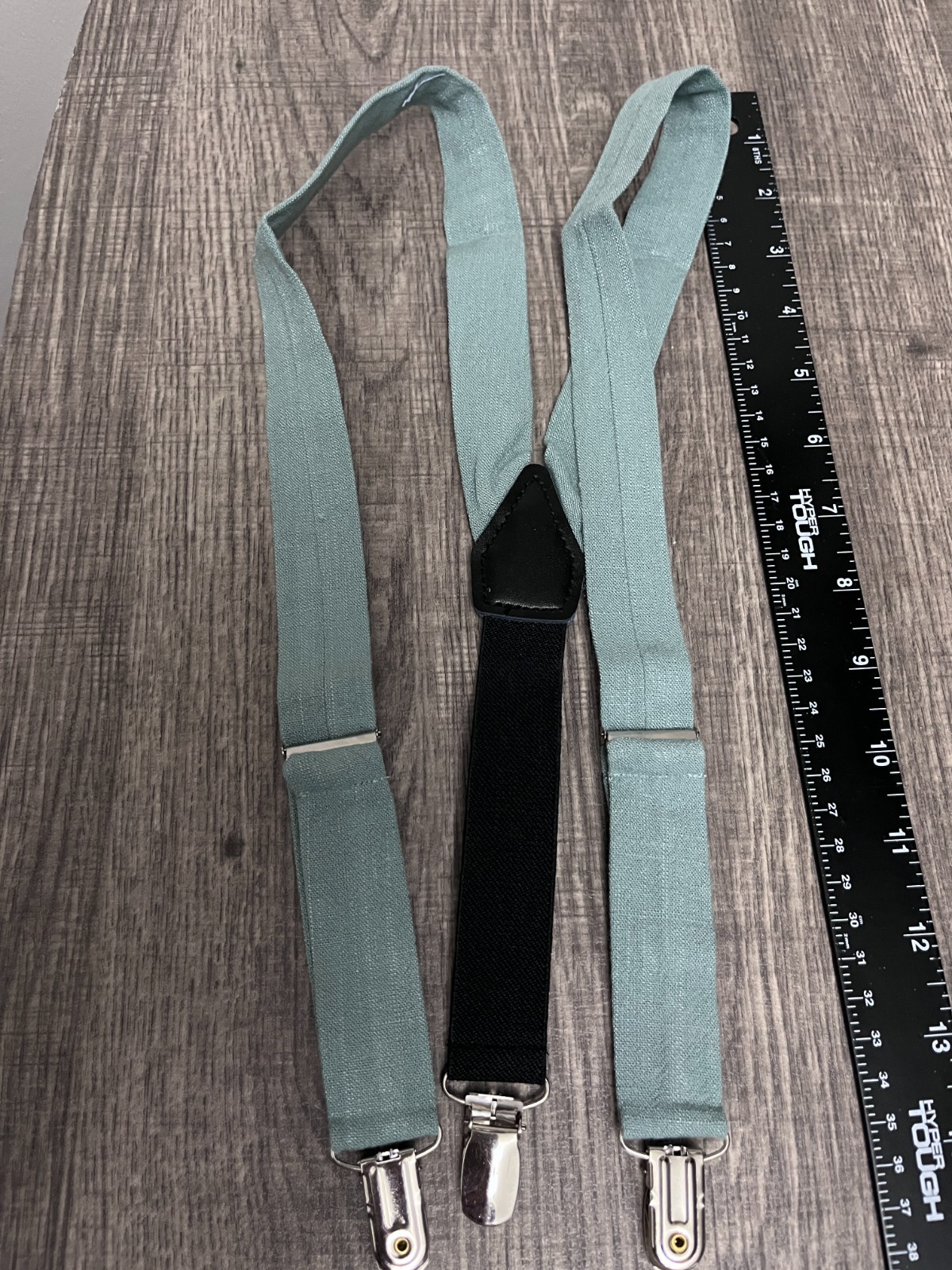 Belluno Boys and Youth Solid Suspenders Set Blue-Green M