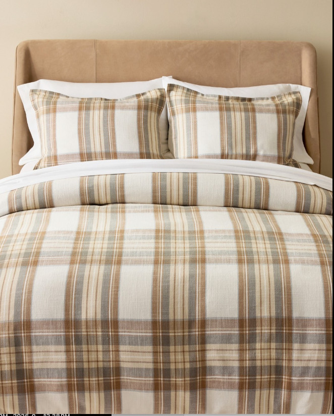 Pottery Barn Stewart Plaid Cotton Duvet Cover FULL QUEEN Neutral MULTI SOLD OUT