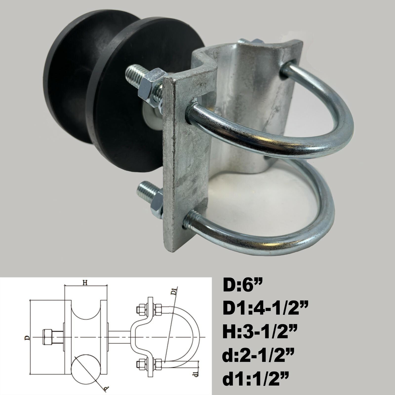 4" Cantilever Gate Roller 2" Round Post Heavy Duty Nylon for Chain Link Fence